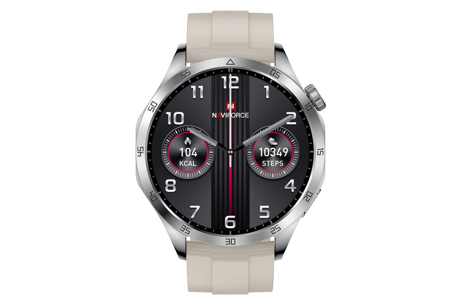 ساعت هوشمند نیوی فورس Naviforce NT12 نقره ای با بند خاکستری