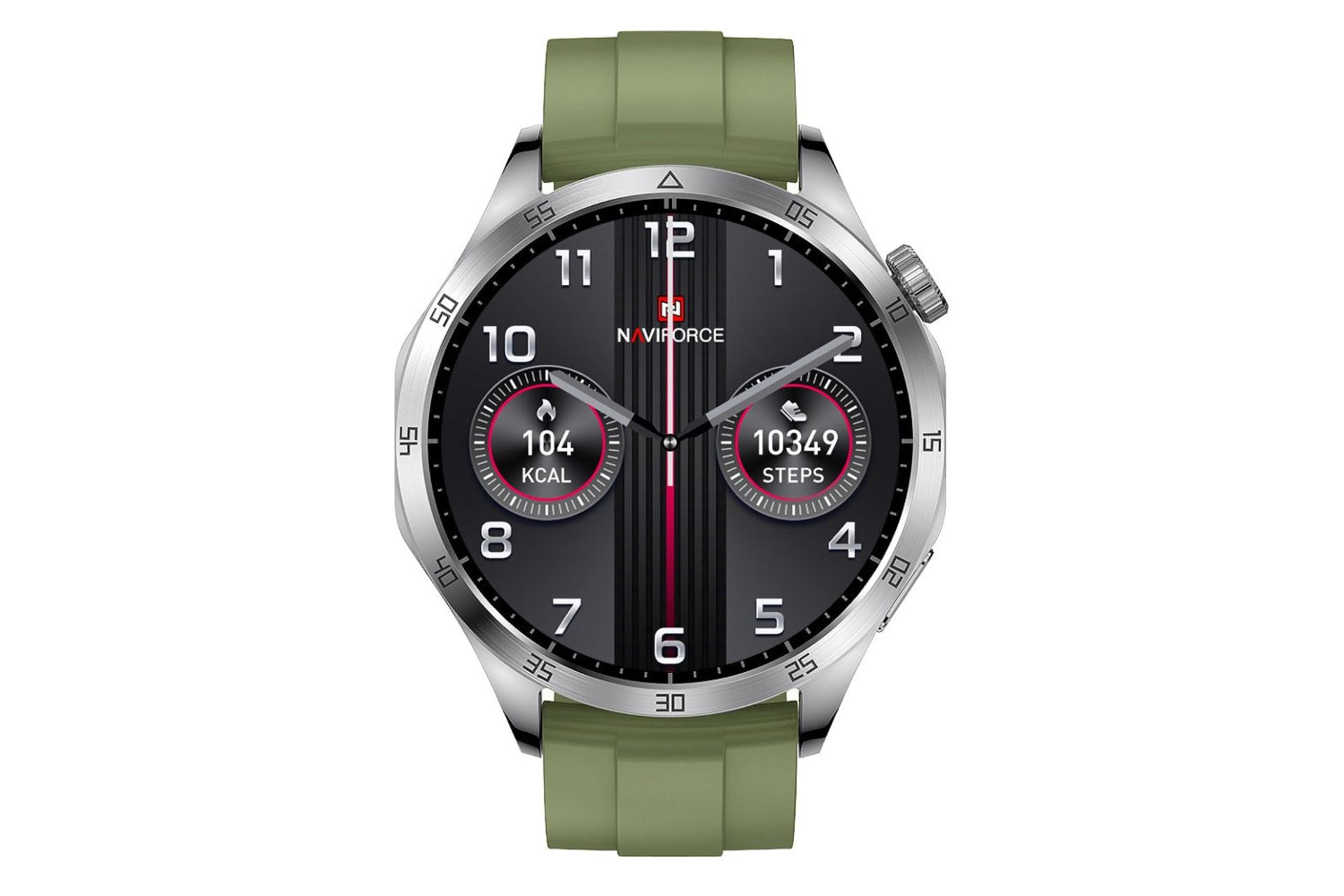 ساعت هوشمند نیوی فورس Naviforce NT12 نقره ای با بند سبز