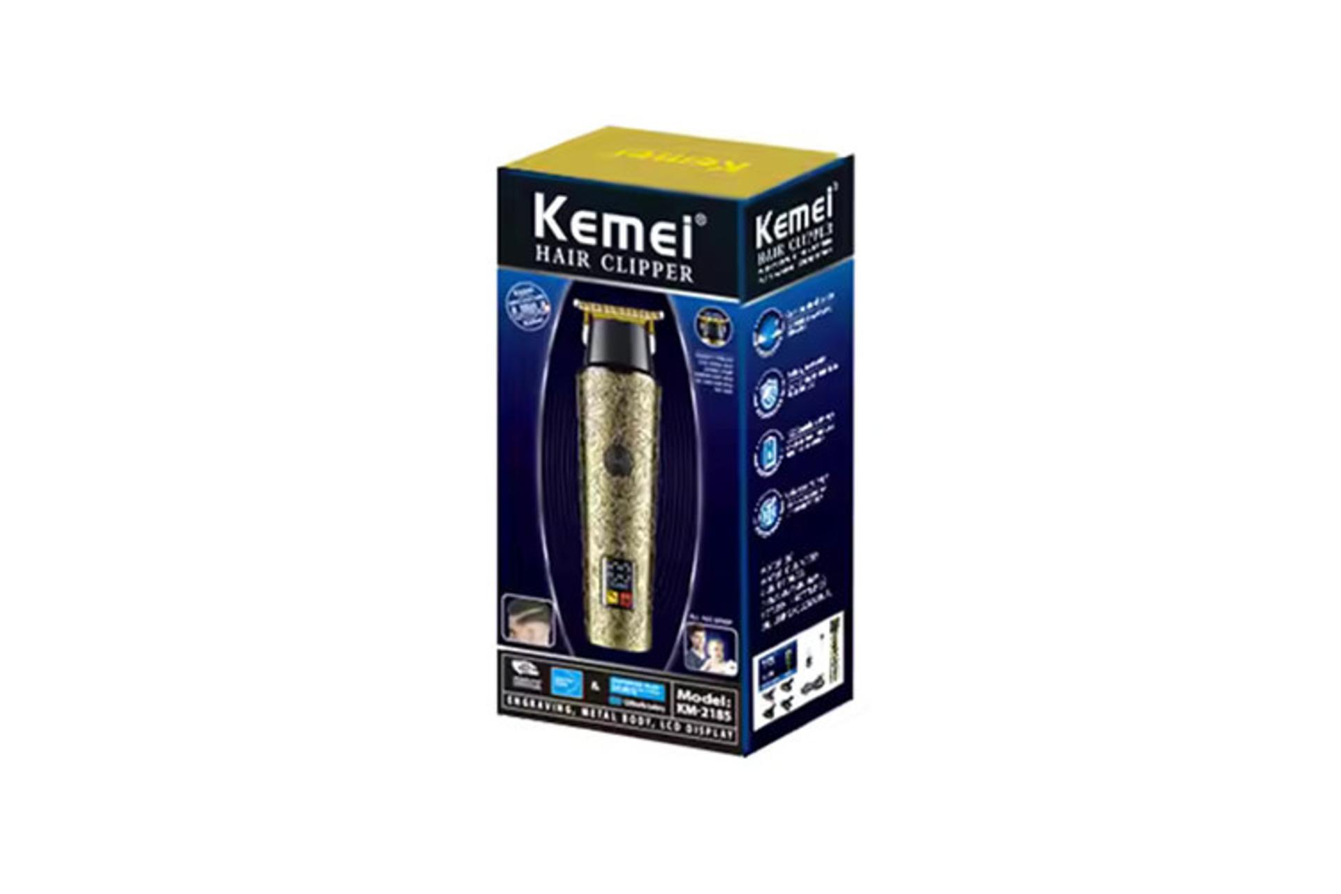 ماشین اصلاح و ریش تراش کیمی Kemei KM-2185 نمای جعبه و بسته بندی