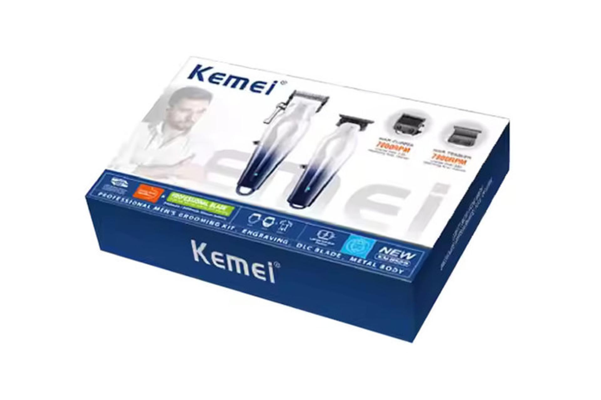 ماشین اصلاح کیمی Kemei KM-8529 نمای جعبه و بسته بندی