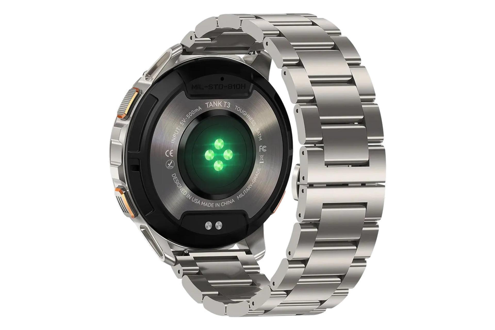 پشت ساعت هوشمند کازپت KOSPET Tank T3 نقره ای با بند فلزی