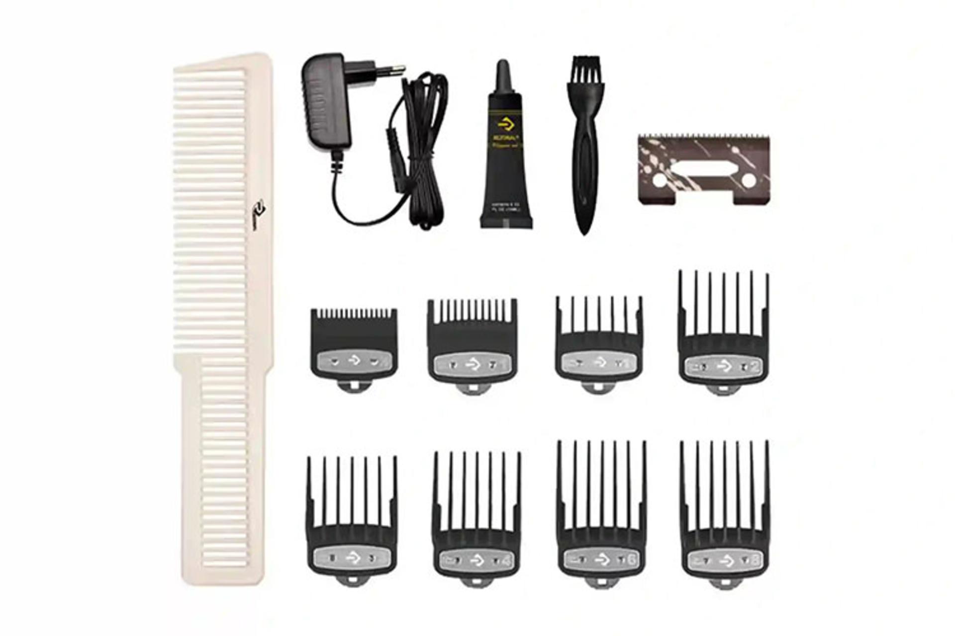 ماشین اصلاح رزونال REZONAL Genio Clipper نمای شانه ها و لوازم همراه