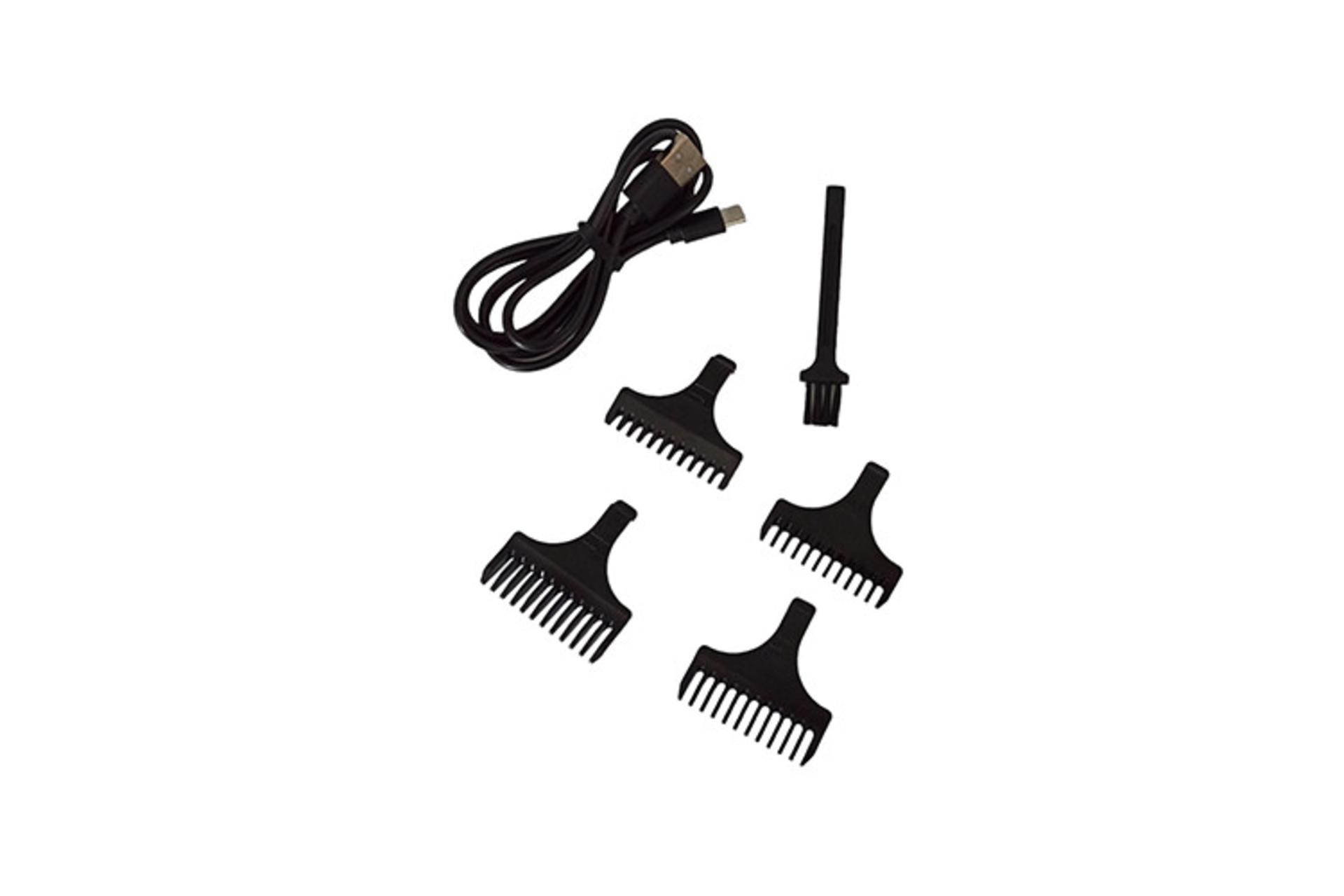 ماشین اصلاح و ریش تراش روزیا ROZIA HQ355 نمای شانه ها و لوازم همراه