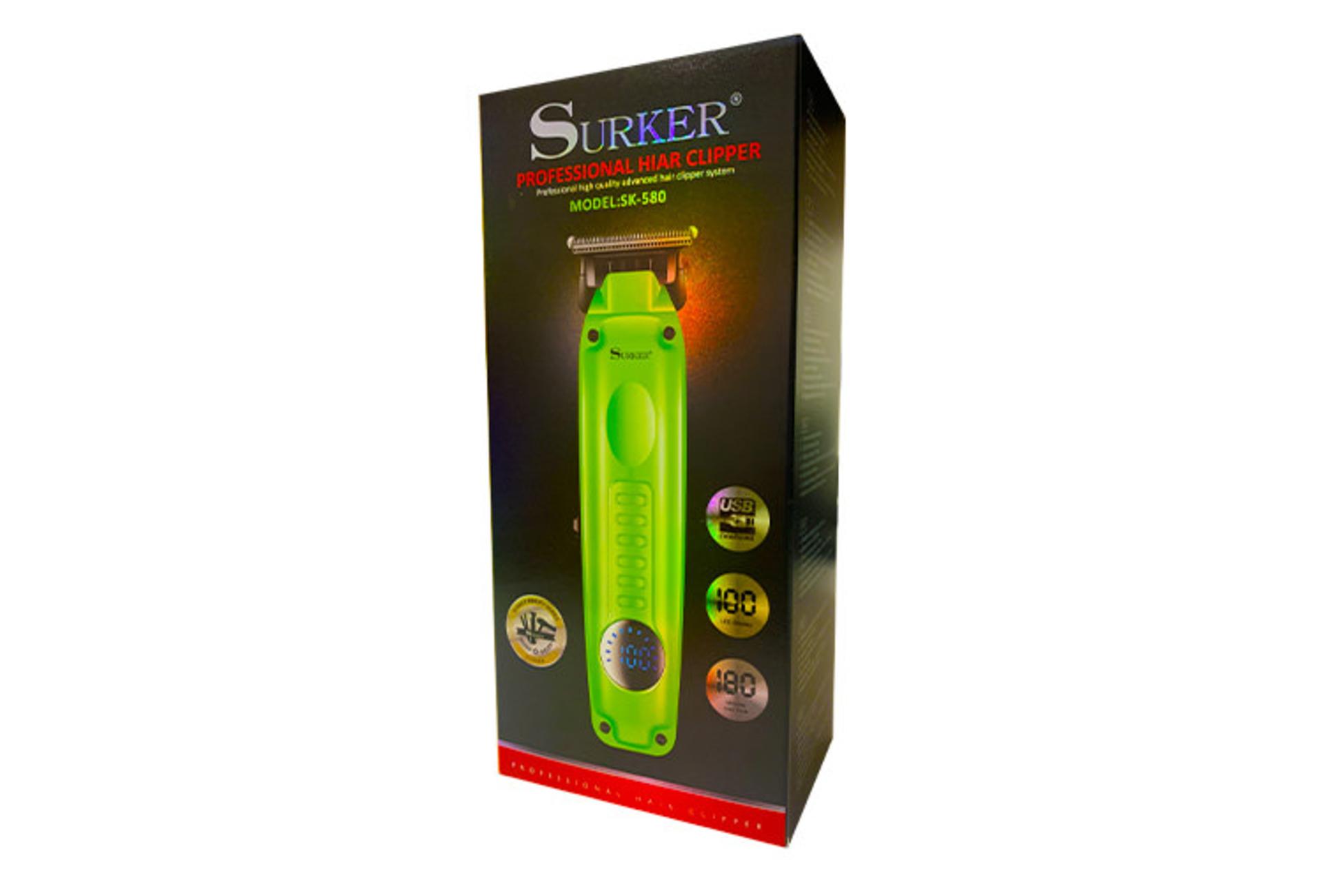 ماشین اصلاح سورکر Surker SK-580 نمای جعبه و بسته بندی