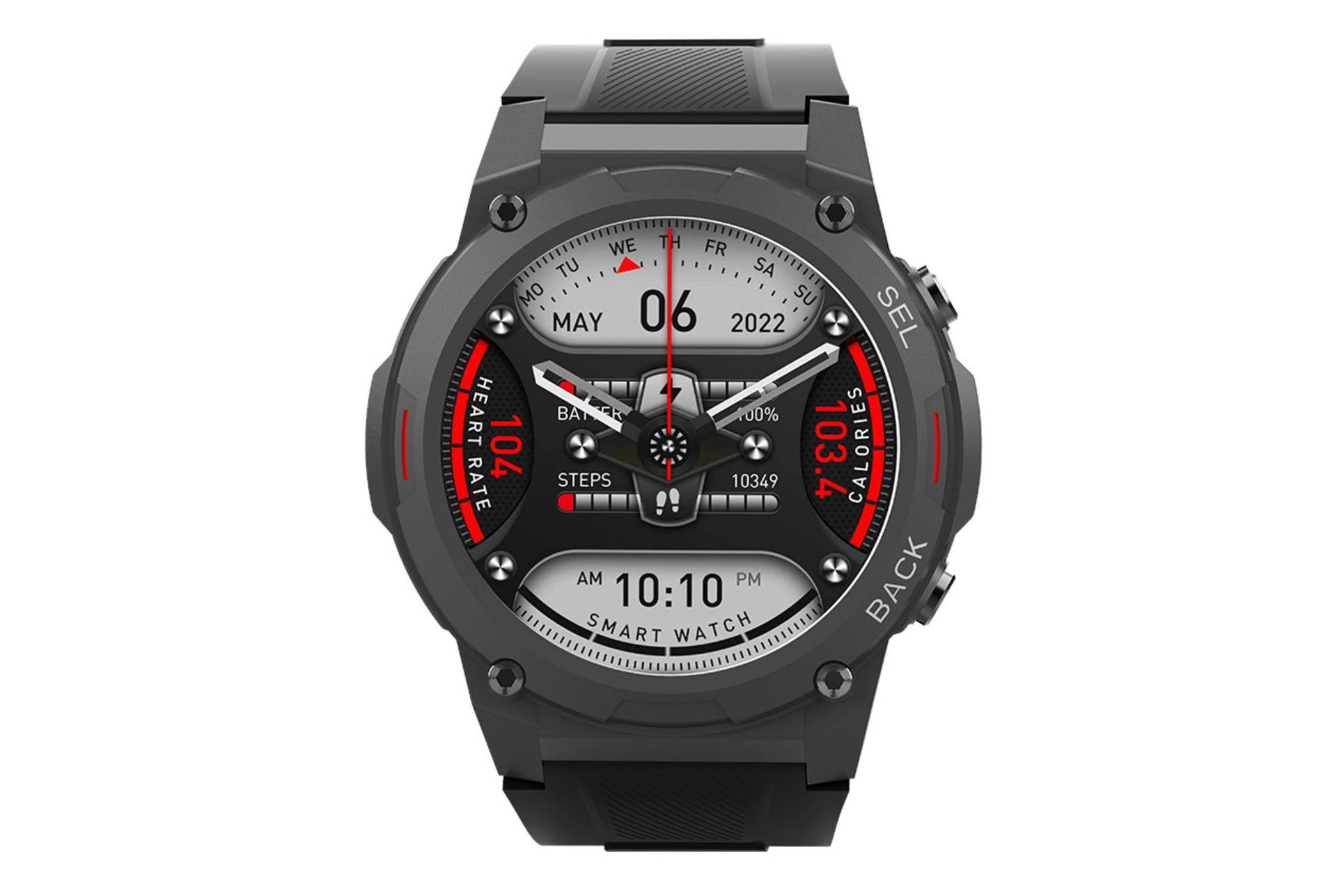 ساعت هوشمند گلتیج Goaltage SW04 مشکی از نمای روبرو