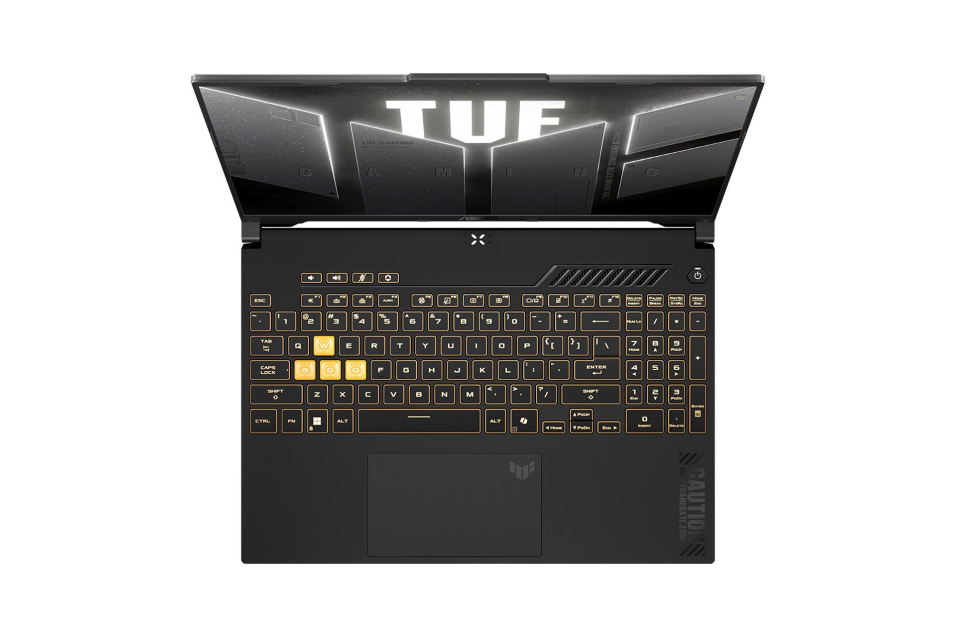 لپ تاپ ایسوس ASUS TUF Gaming F16 FX607 نمای بالا و کیبورد