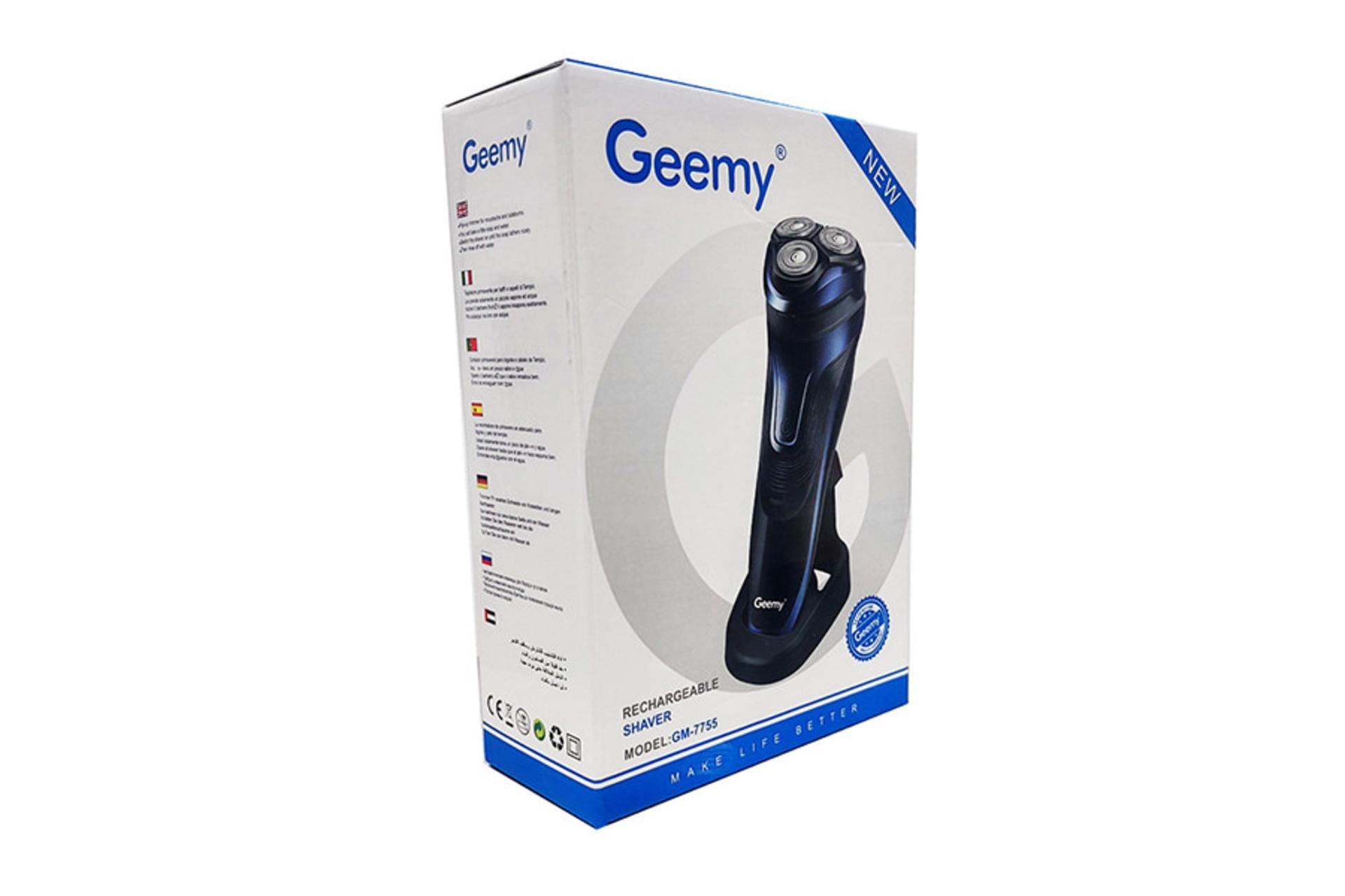 ماشین اصلاح جیمی Geemy GM-7755 نمای جعبه و بسته بندی