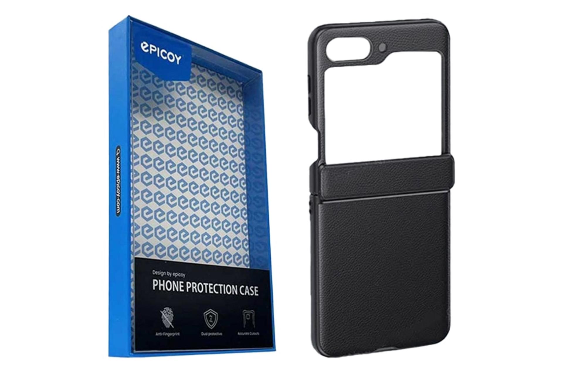 جعبه و نمایش پنل پشت قاب گوشی اپیکوی مدل Leather مناسب سامسونگ Galaxy Z Flip5