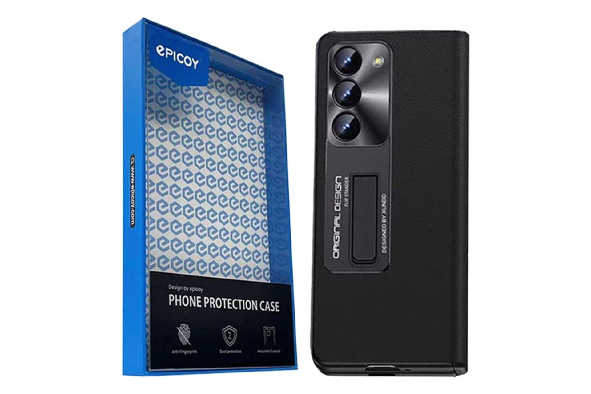 جعبه و نمای پنل پشت قاب گوشی اپیکوی مدل Leather مناسب سامسونگ Galaxy Z Fold5