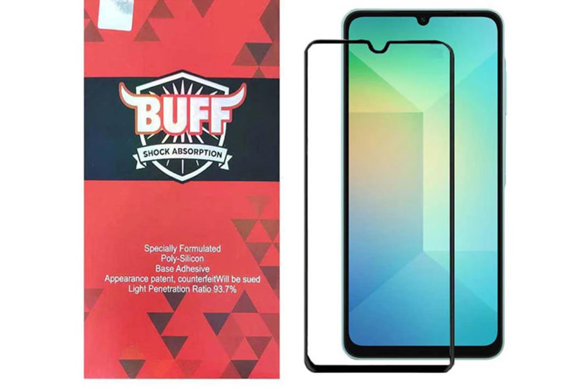 محافظ صفحه نمایش گوشی بوف Buff 5D Samsung Galaxy A06 بسته بندی