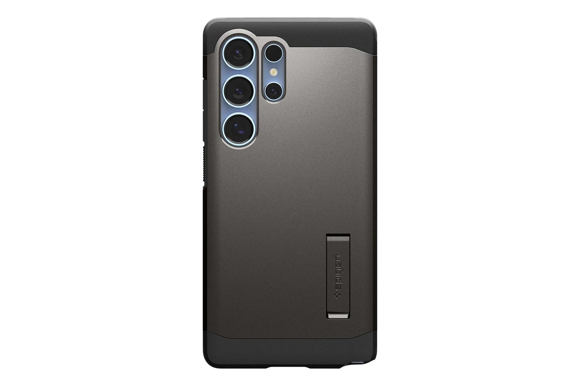 نمای پنل پشت قاب گوشی اسپیگن مدل Tough Armor AI MagFit مناسب سامسونگ Galaxy S25 Ultra رنگ برنزی
