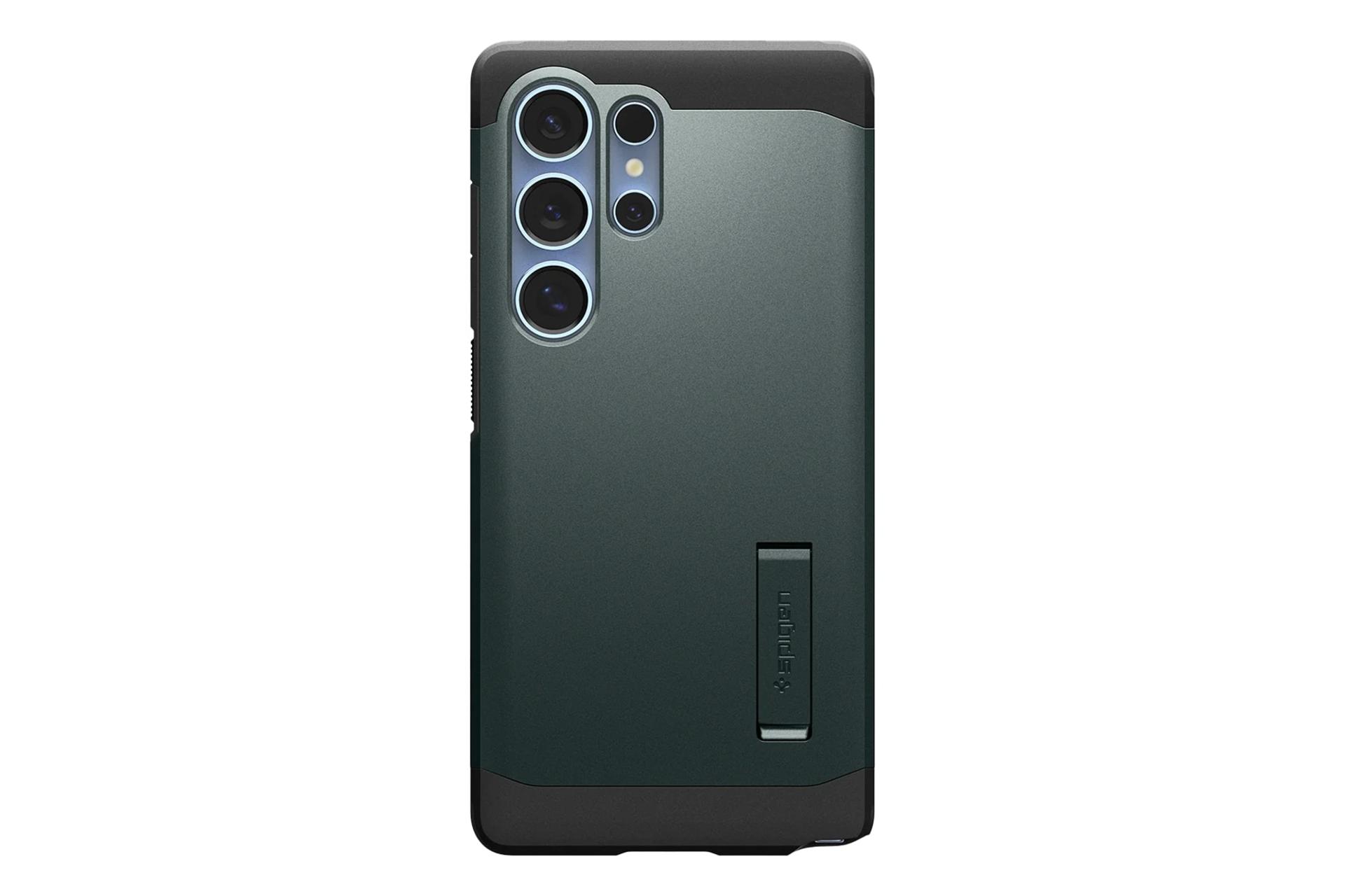 نمای پنل پشت قاب گوشی اسپیگن مدل Tough Armor AI MagFit مناسب سامسونگ Galaxy S25 Ultra رنگ سبز