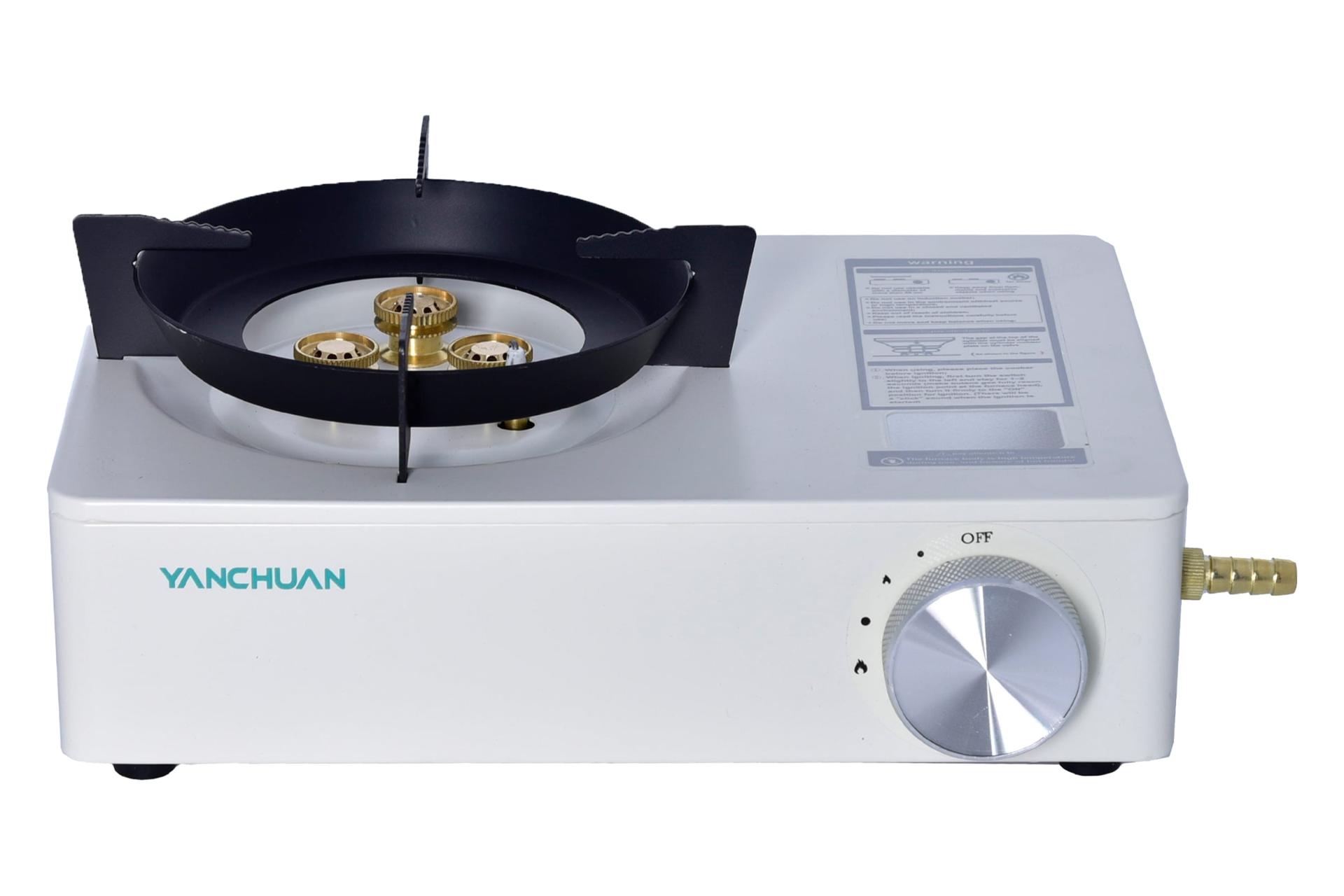 مرجع متخصصين ايران نماي جلوي اجاق سفري يانچوان YC-8502B با نمايش درجه تنظيم گرما و لوگو رنگ سفيد