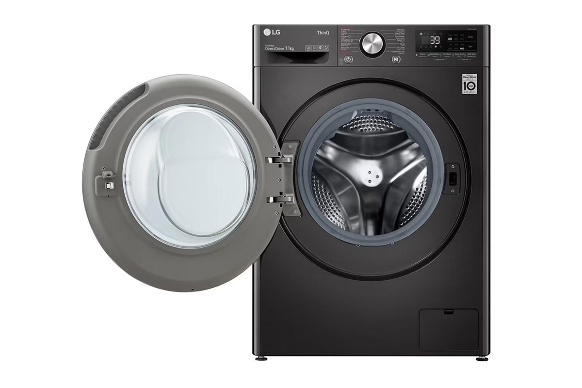 ماشین لباسشویی ال جی LG WR9011PBG نمای جلو درب باز