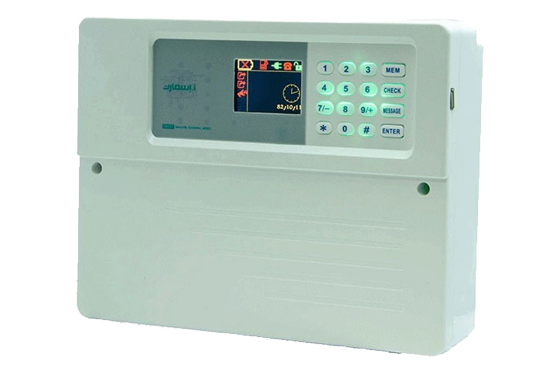 نمای نیمرخ دزدگیر اماکن آ.اسمارت AIO21 با نمایشگر روشن و نمایش صفحه کلید