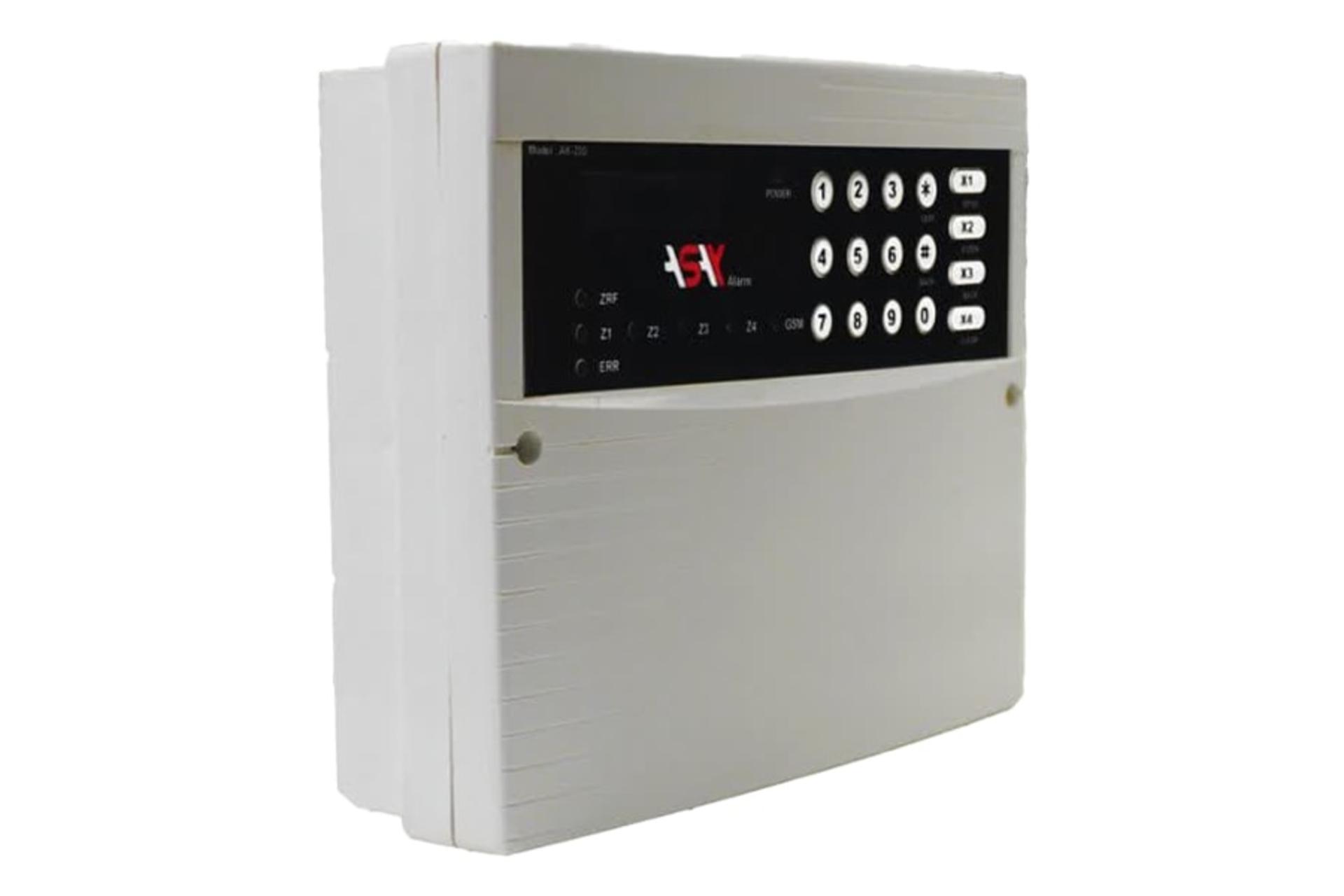 نمای نیمرخ دزدگیر اماکن آساک AK200 با نمایش پنل سمت چپ