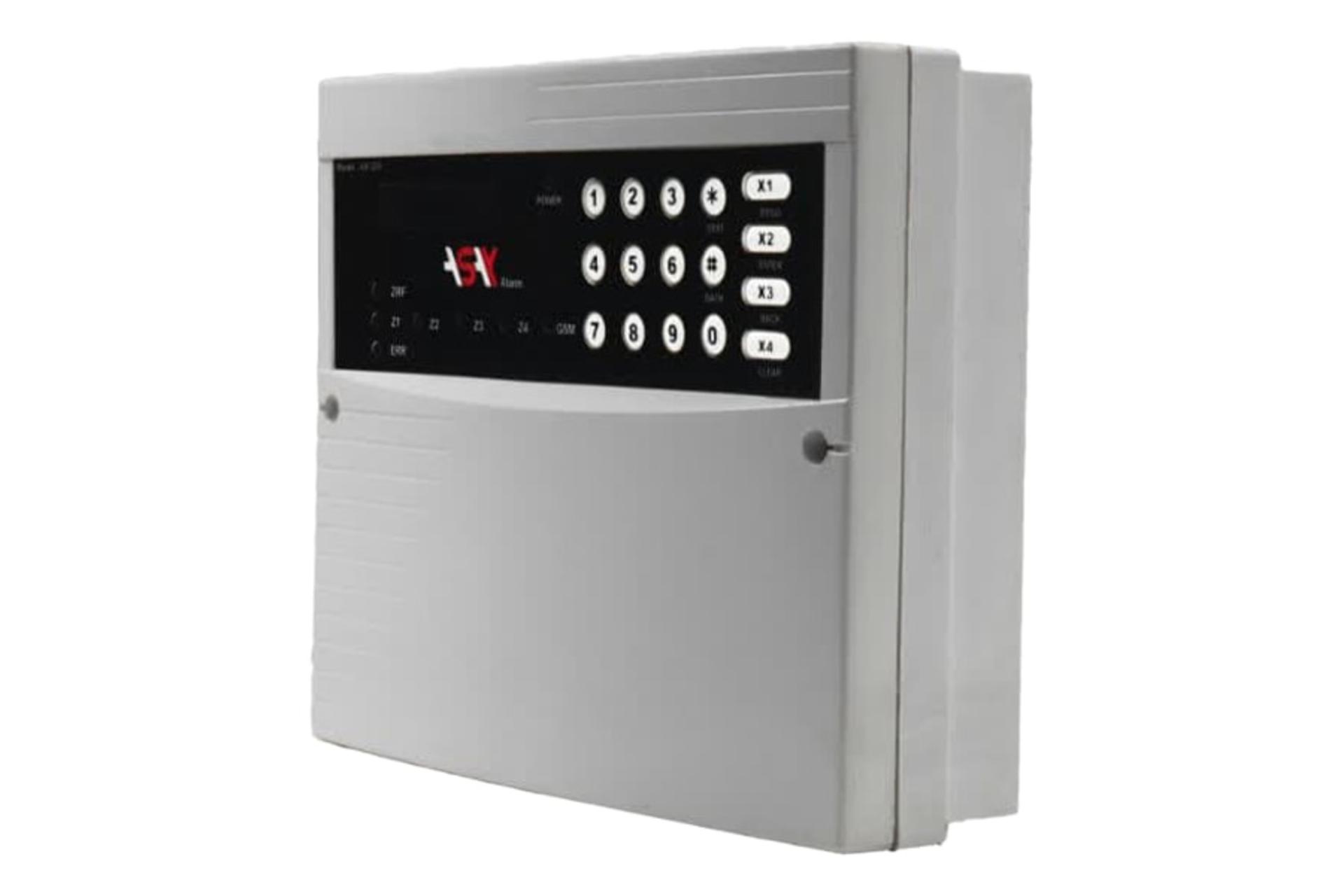 نمای نیمرخ دزدگیر اماکن آساک AK200 با نمایش پنل سمت راست