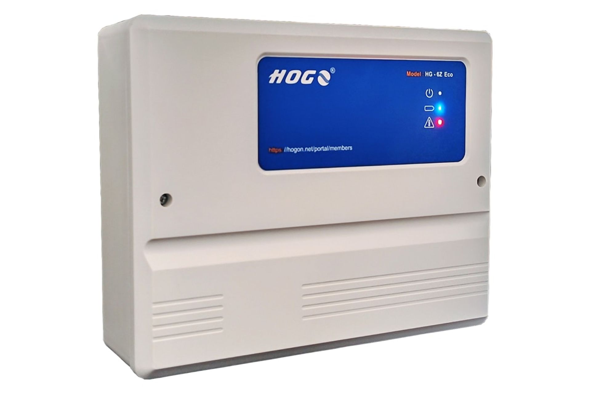 نمای نیمرخ دزدگیر اماکن هوگون HG-6ZE با نمایش پنل جلو و لوگو