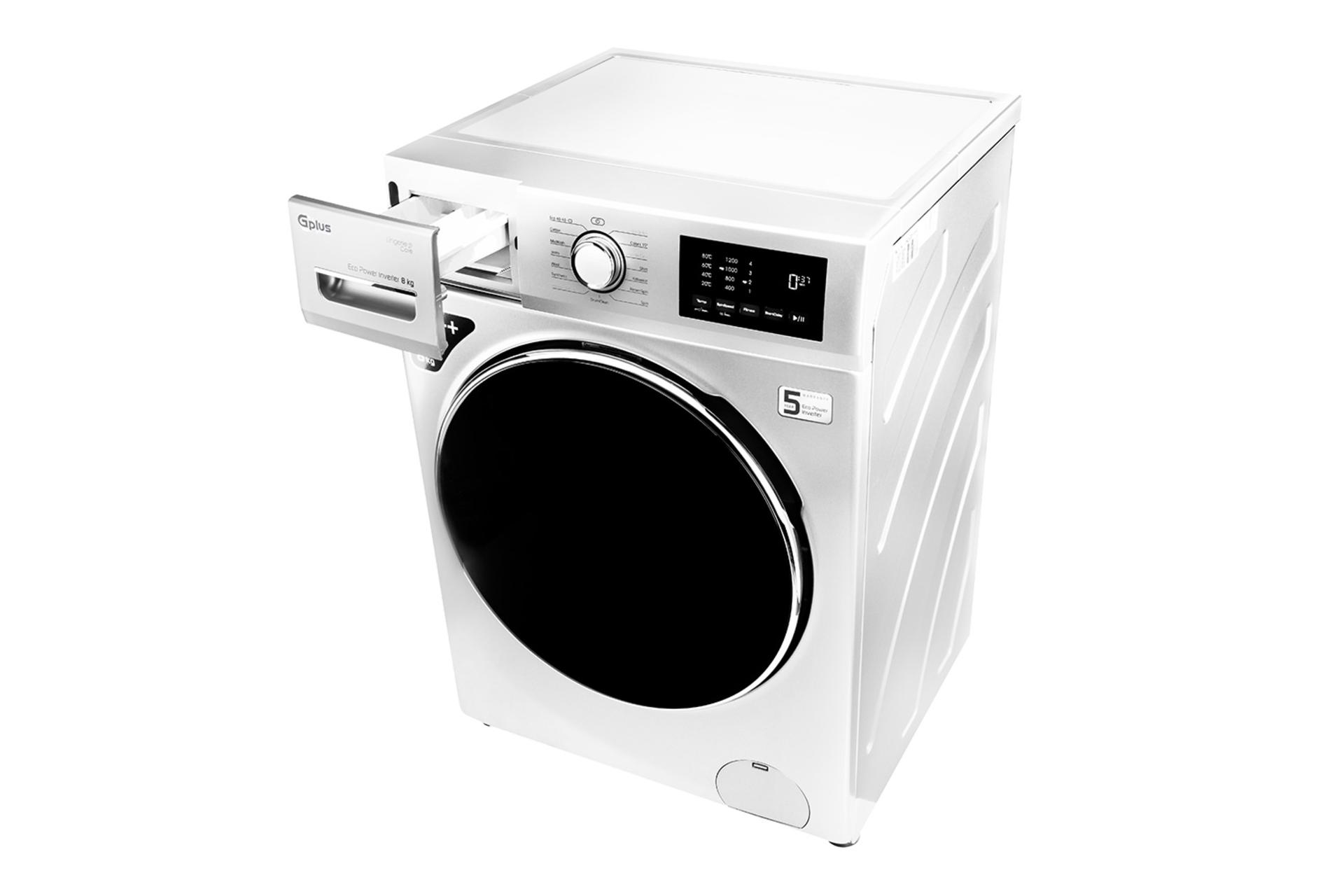 جی پلاس Gplus GWM-M822 نمای بالا و کشوی پودر و مایع باز