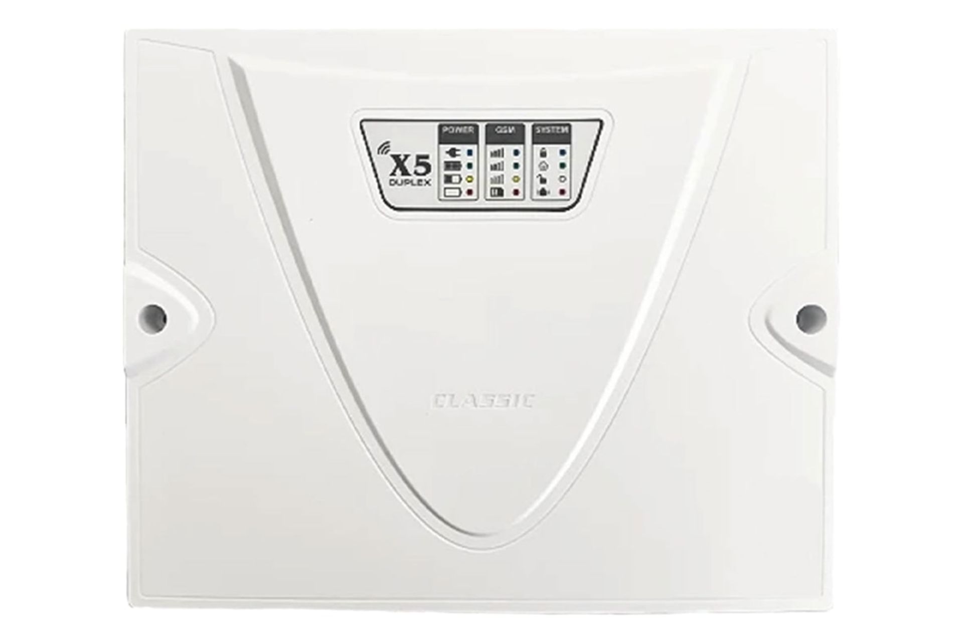 نمای پنل جلوی دزدگیر اماکن کلاسیک X5 DUPLEX با نمایش لوگو