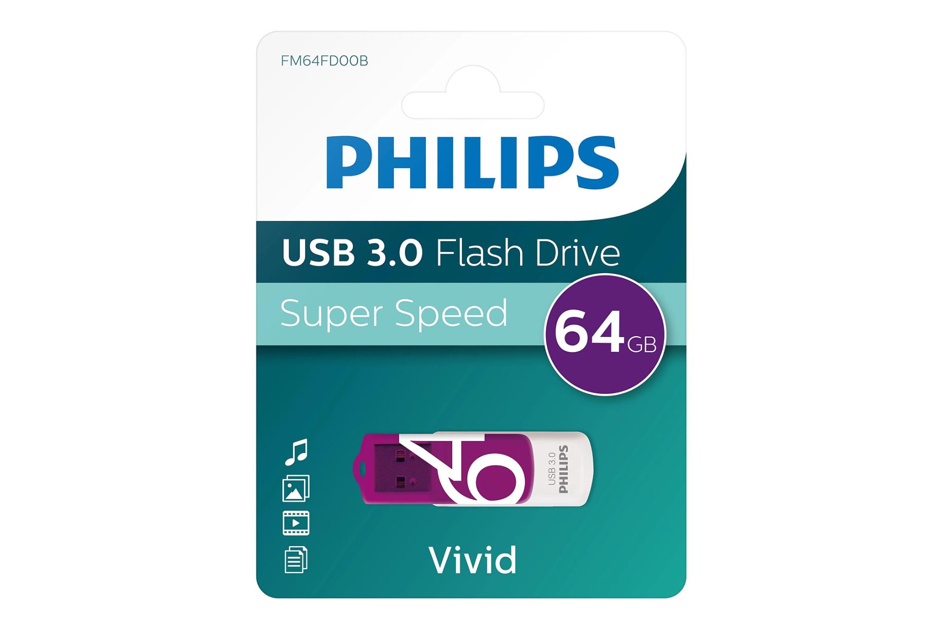 جعبه فلش مموری فیلیپس Philips Vivid 64GB USB 3.0