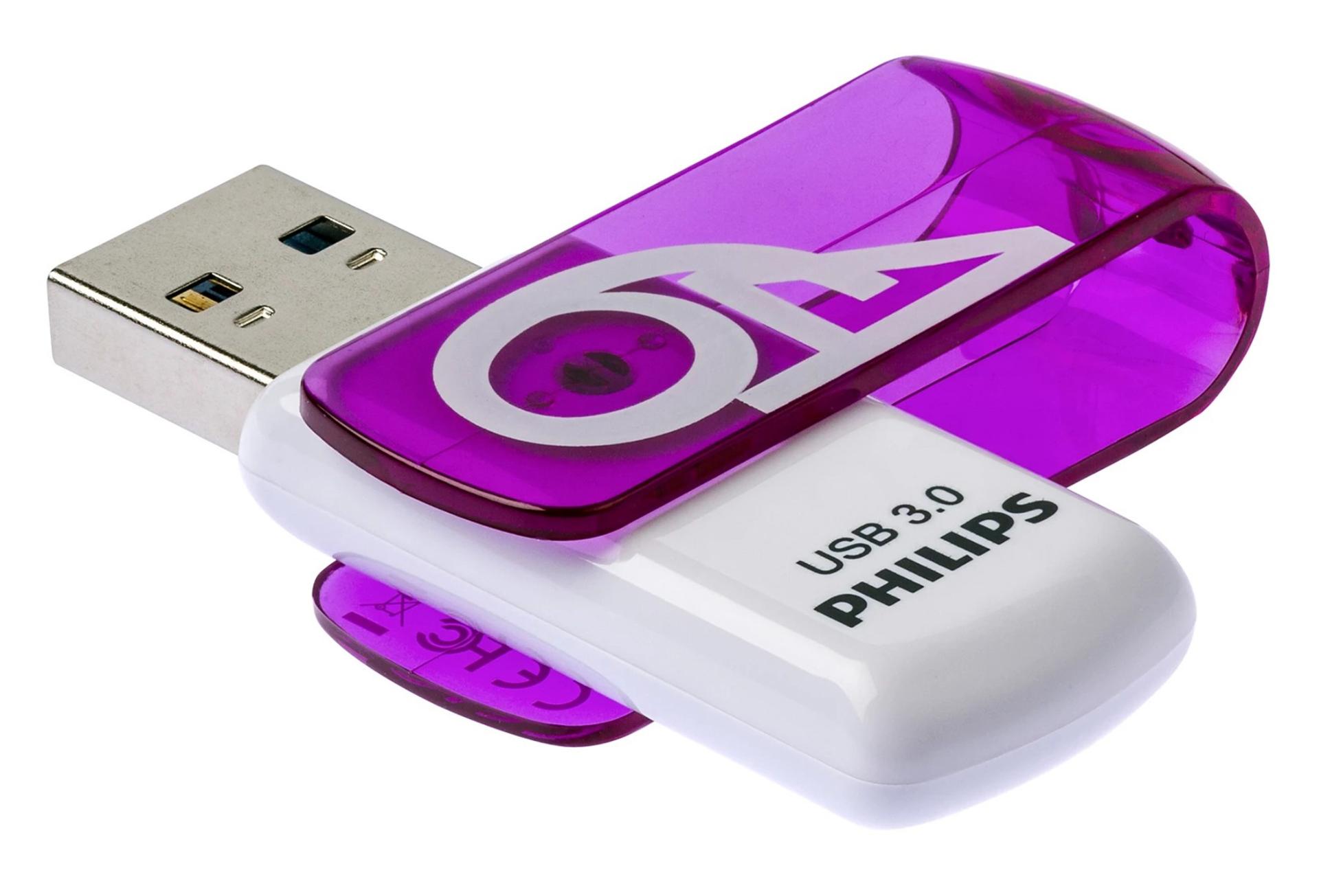 نمای کناری فلش مموری فیلیپس Philips Vivid 64GB USB 3.0