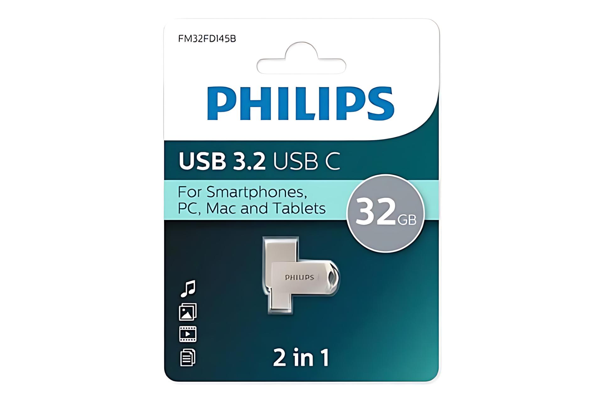 جعبه فلش مموری فیلیپس Philips 2 in 1 32GB USB 3.2