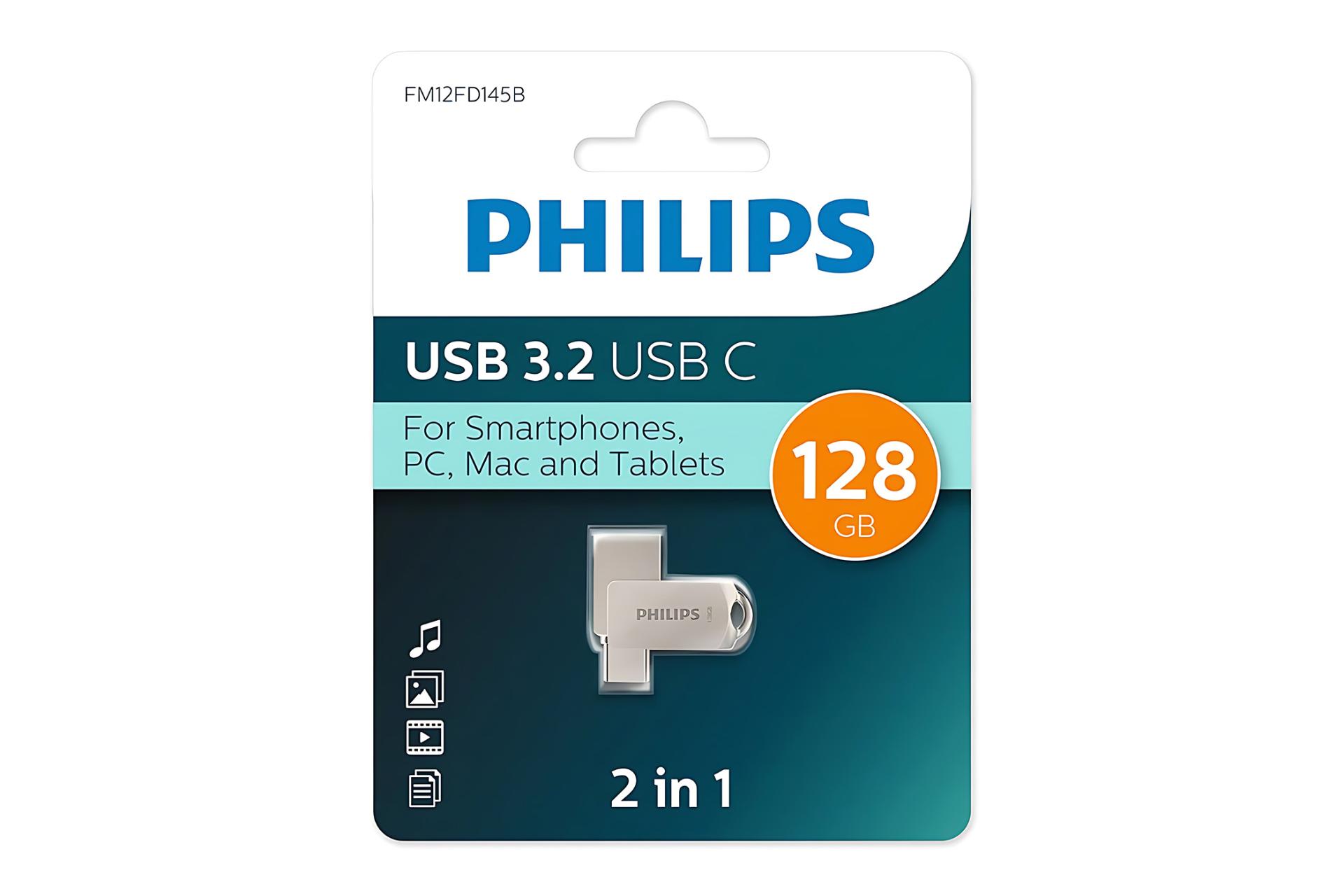 جعبه فلش مموری فیلیپس Philips 2 in 1 128GB USB 3.2