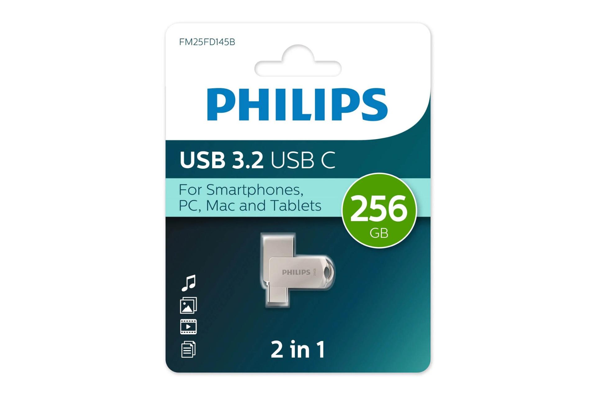 جعبه فلش مموری فیلیپس Philips 2 in 1 256GB USB 3.2