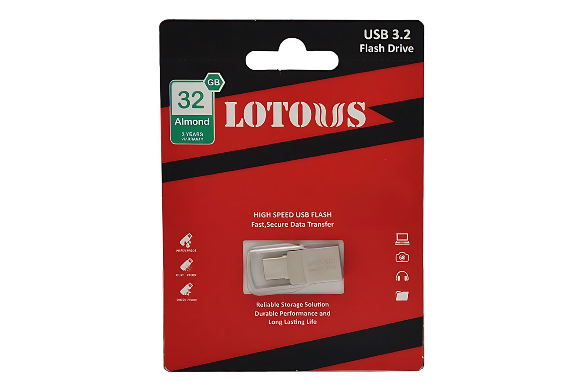 جعبه فلش مموری لوتوس Lotous Almond 32GB USB 3.2