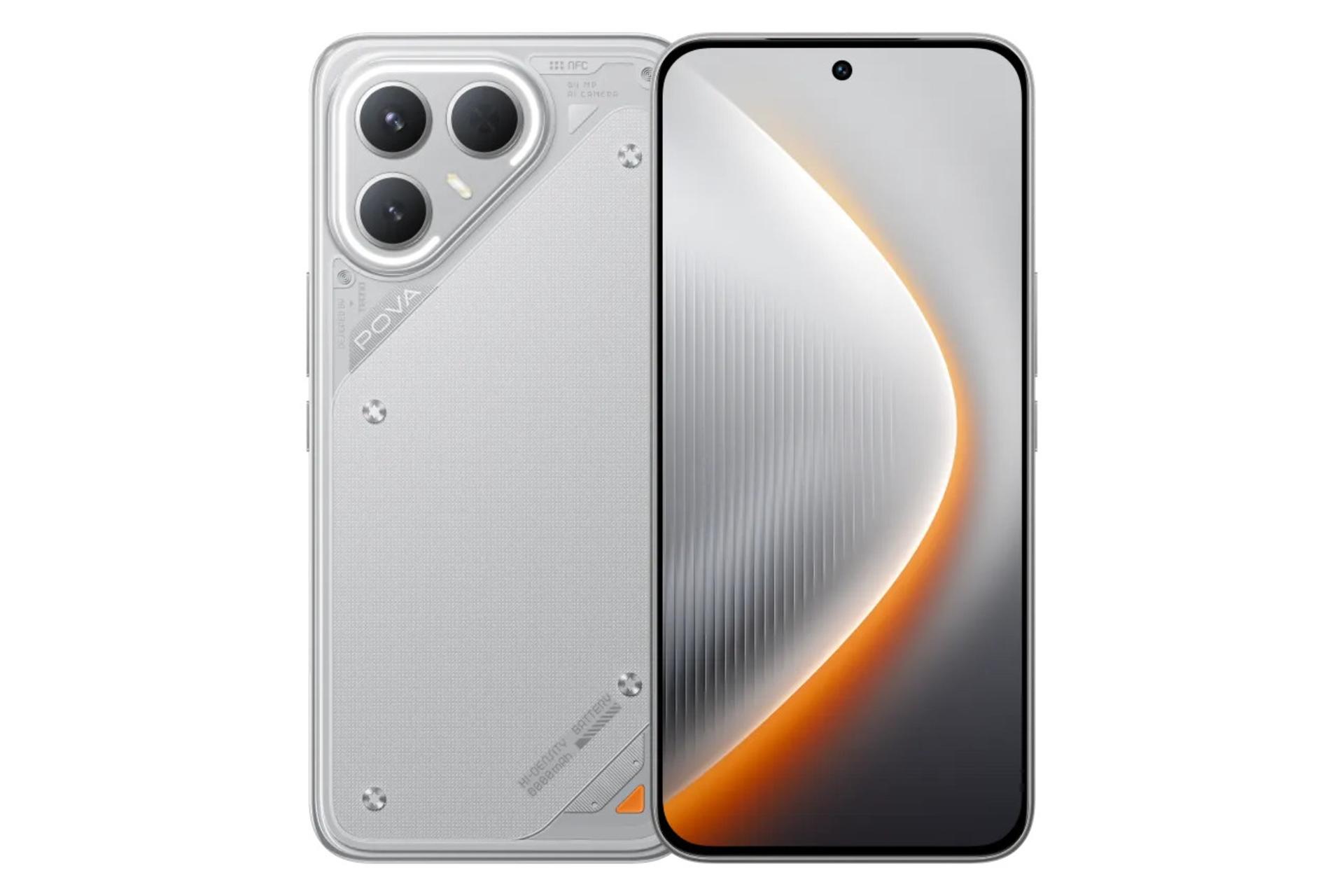 پنل جلو و پشت گوشی موبایل Pova 7 پرو تکنو خاکستری / Tecno Pova 7 Pro