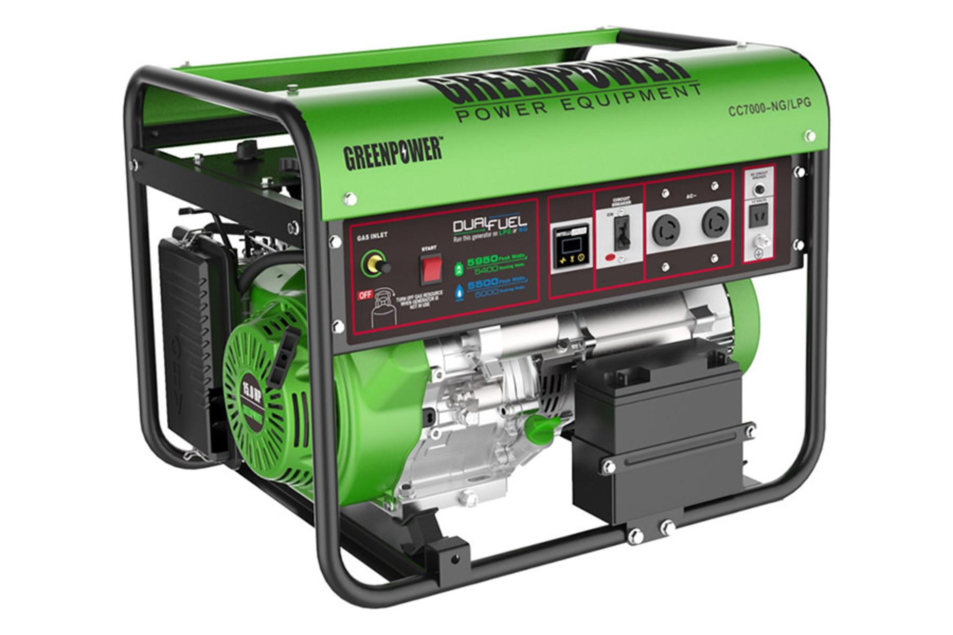 موتور برق گرین پاور Green Power CC7000-NG/LPG نمای جلو و جانبی