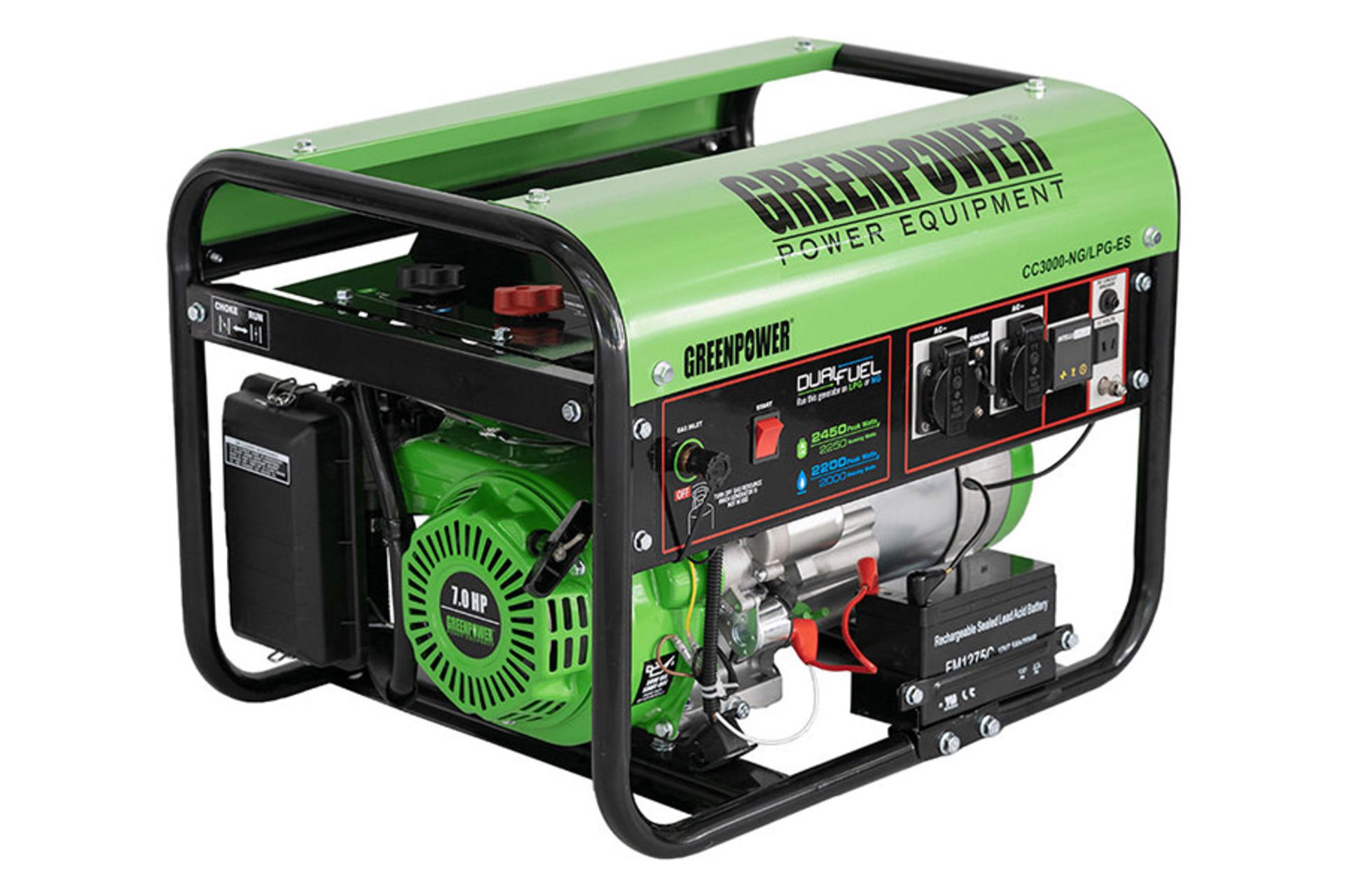 موتور برق گرین پاور Green Power CC3000-NG/LPG نمای جلو و جانبی