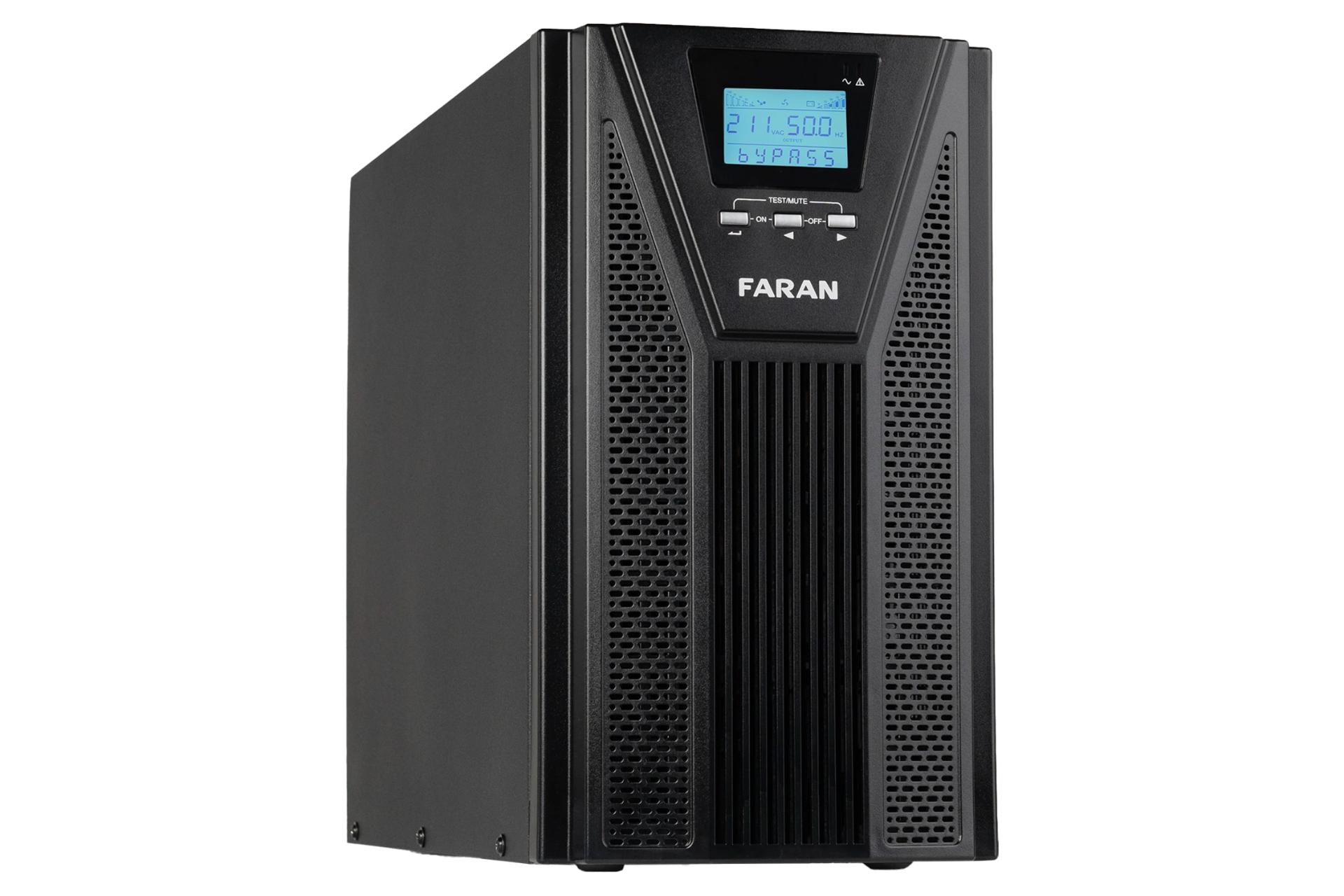 مرجع متخصصين ايران نماي نيمرخ پنل جلوي يو پي اس فاران مدل Titan Plus با ظرفيت 2000 ولت آمپر با نمايش پنل جلوي و سمت چپ