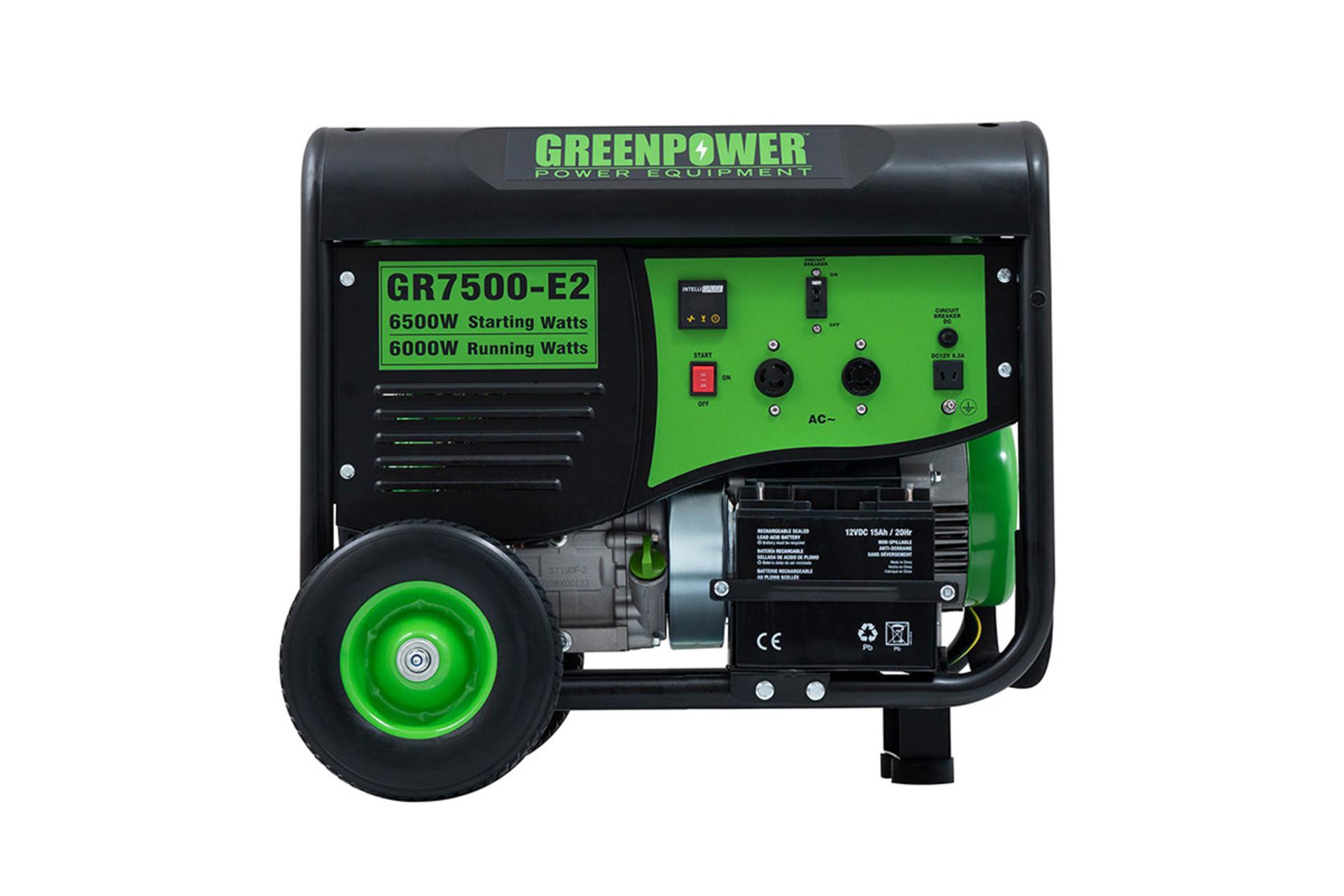 موتور برق گرین پاور Green Power GR7500-E2 نمای جلو به همراه چرخ