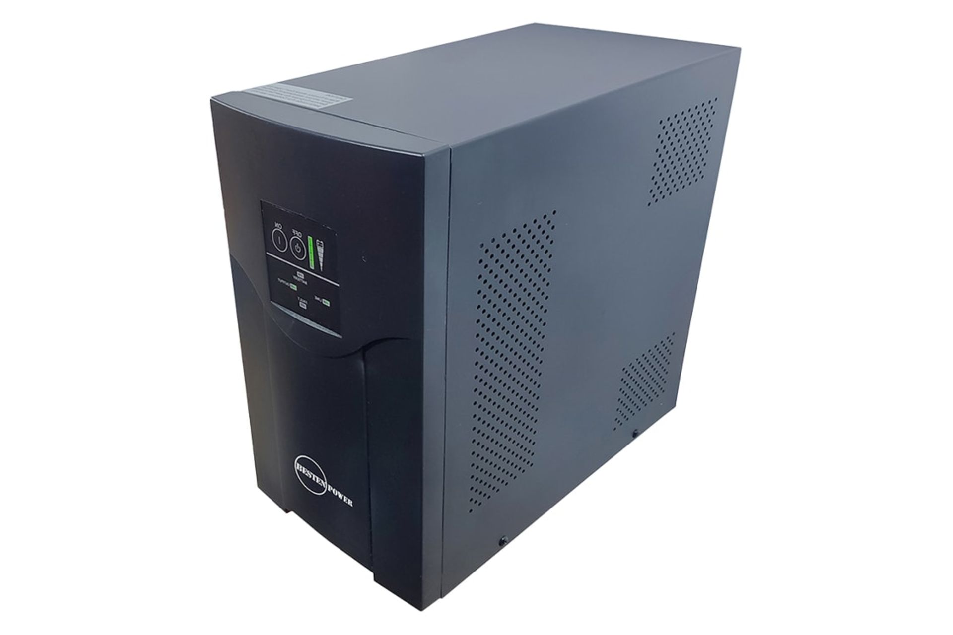 نمای نیمرخ یو پی اس بستن پاور مدل BPOF-2000VA-15Ah با ظرفیت 2000 ولت آمپر با نمایش پنل سمت راست، بالا و جلو