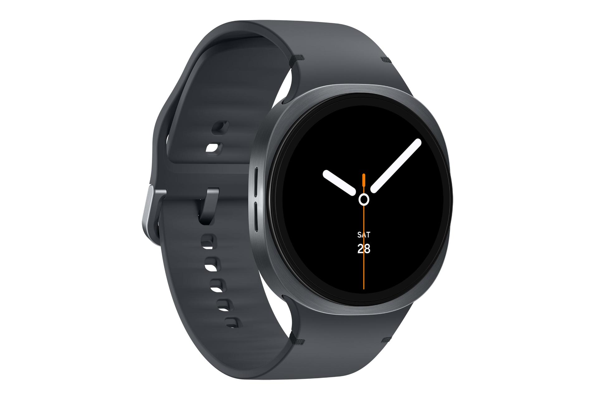 سمت چپ ساعت هوشمند سامسونگ گلکسی واچ 8 نسخه 44 میلی‌متری خاکستری تیره / Samsung Galaxy Watch8 44mm