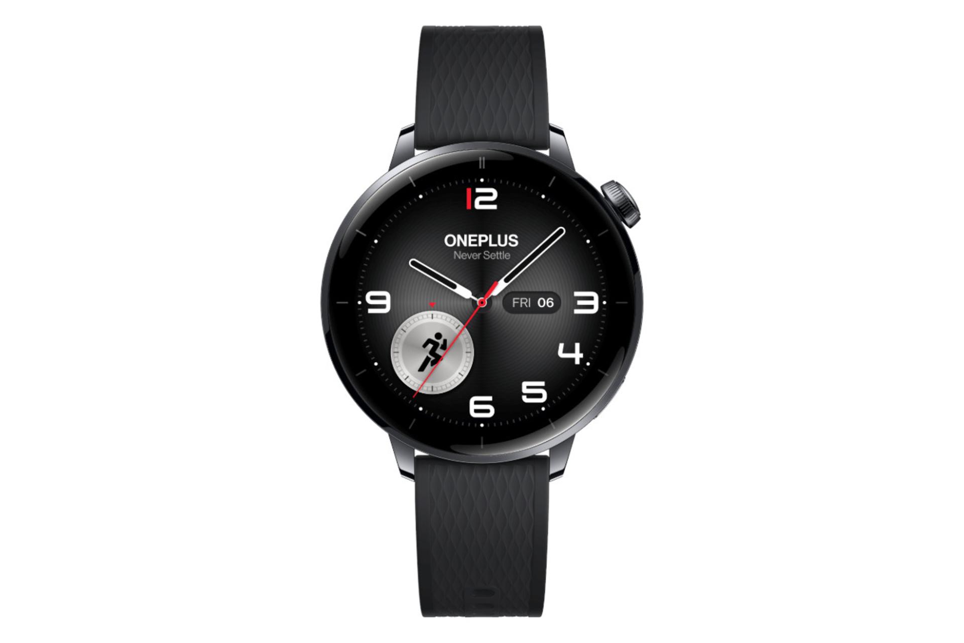 ساعت هوشمند وان پلاس واچ 3 مدل 43 میلی‌متری مشکی از نمای روبرو / OnePlus Watch 3 43mm