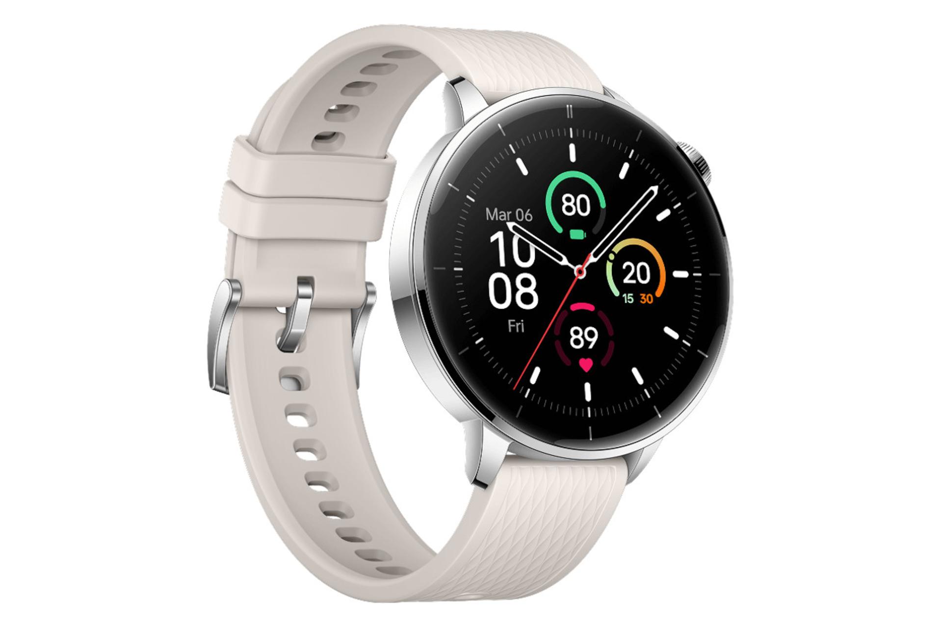 سمت چپ ساعت هوشمند وان پلاس واچ 3 مدل 43 میلی‌متری نقره ای / OnePlus Watch 3 43mm