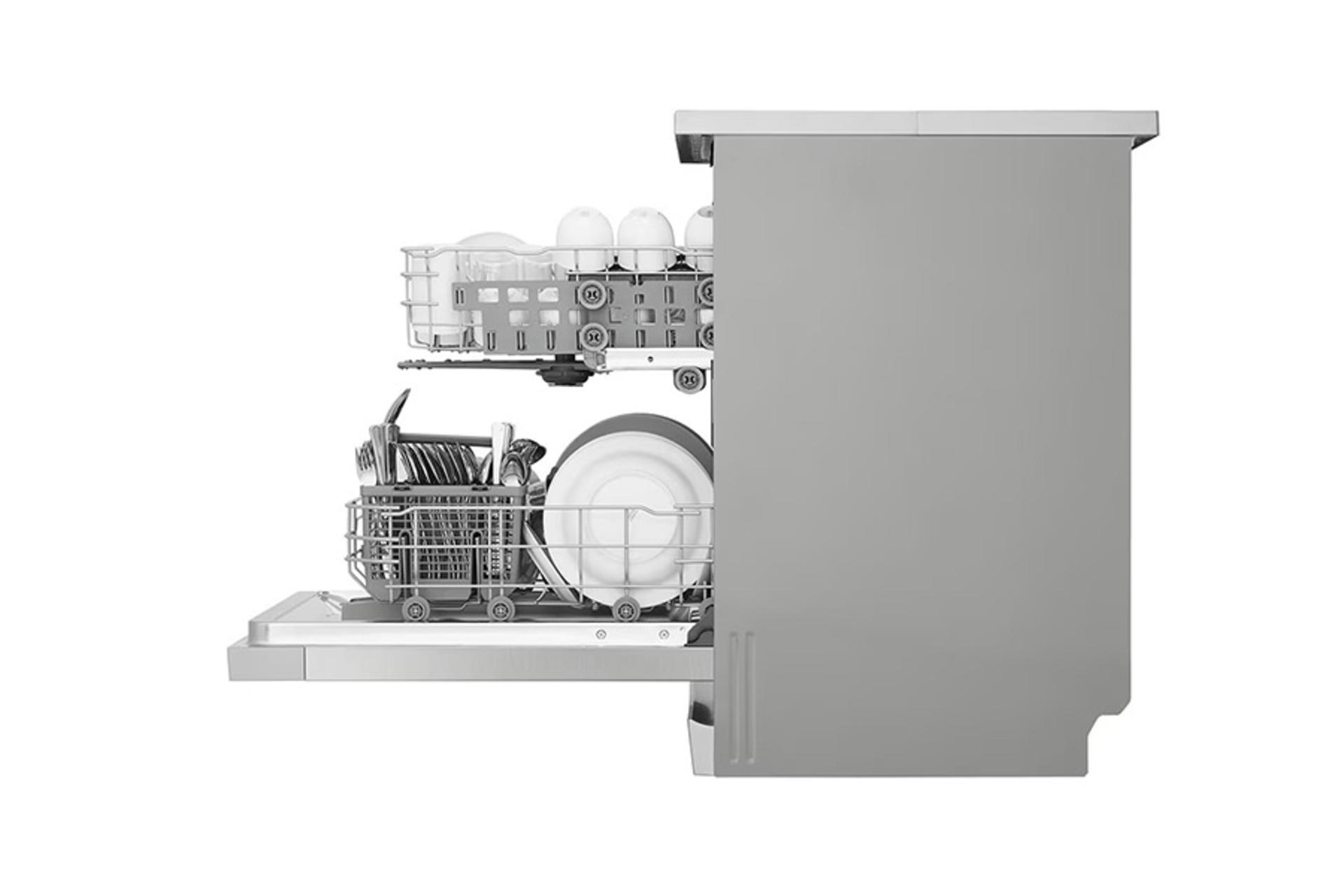 ماشین ظرفشویی ال جی LG DFC612FV نمای جانبی درب باز