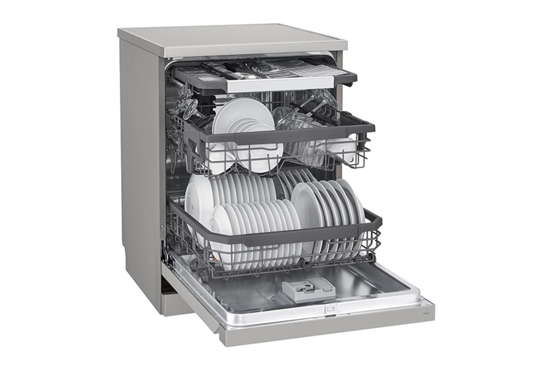 ماشین ظرفشویی ال جی LG DFC435 نمای جلو درب باز