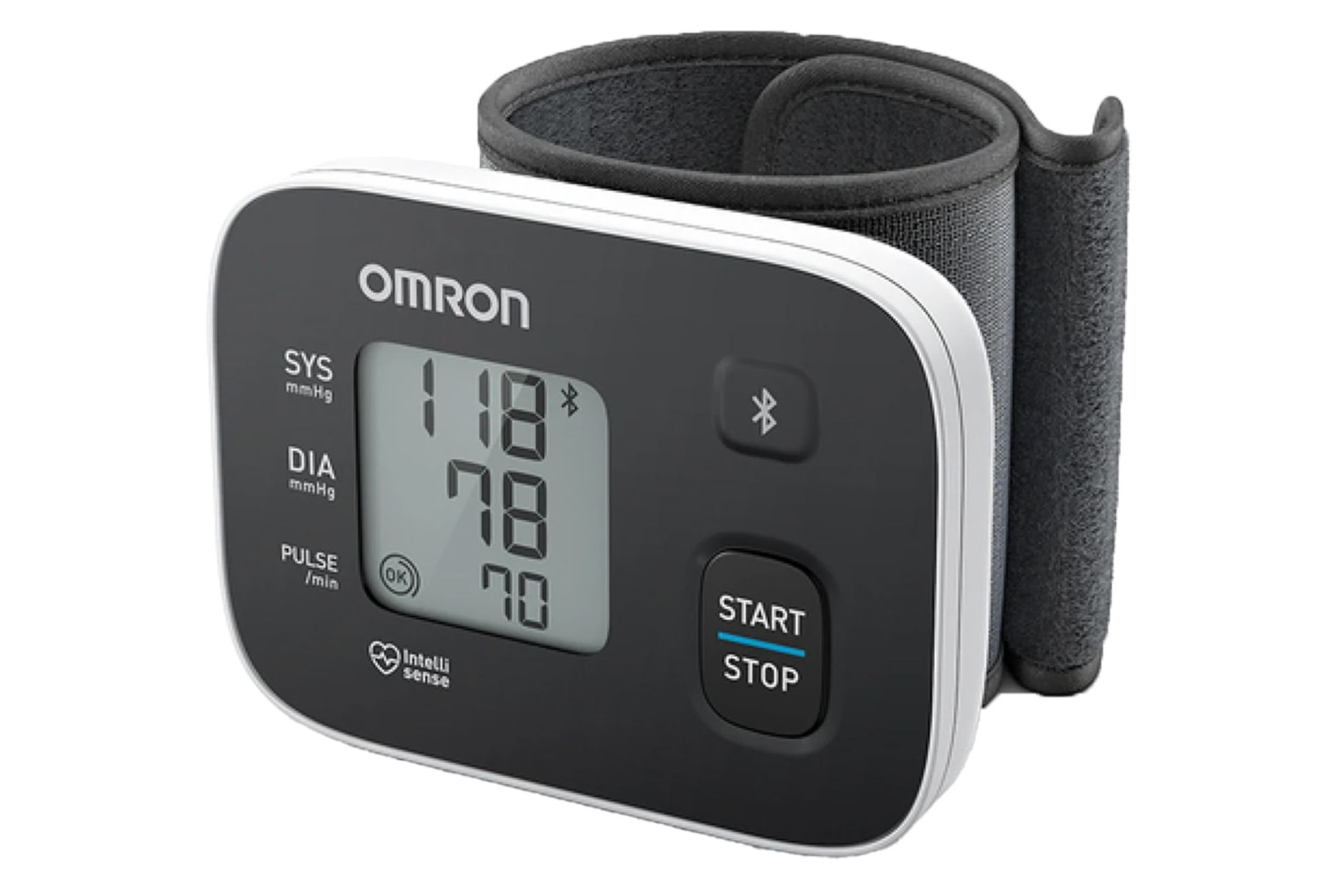 نمای نیمرخ دستگاه فشارسنج امرون RS3 Intelli IT با نمایش کاف و نمایشگر