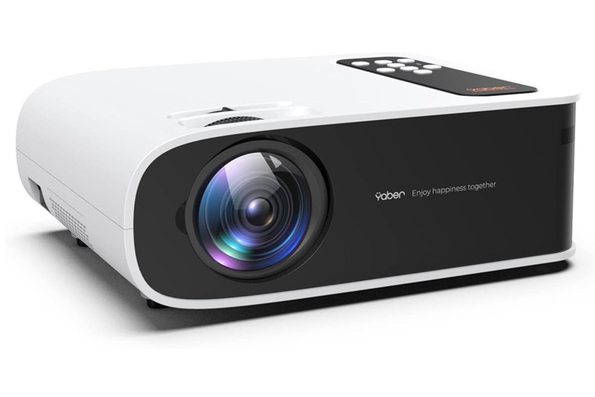 ویدیو پروژکتور یابر Yaber Pro V8 نمای جلو و جانبی