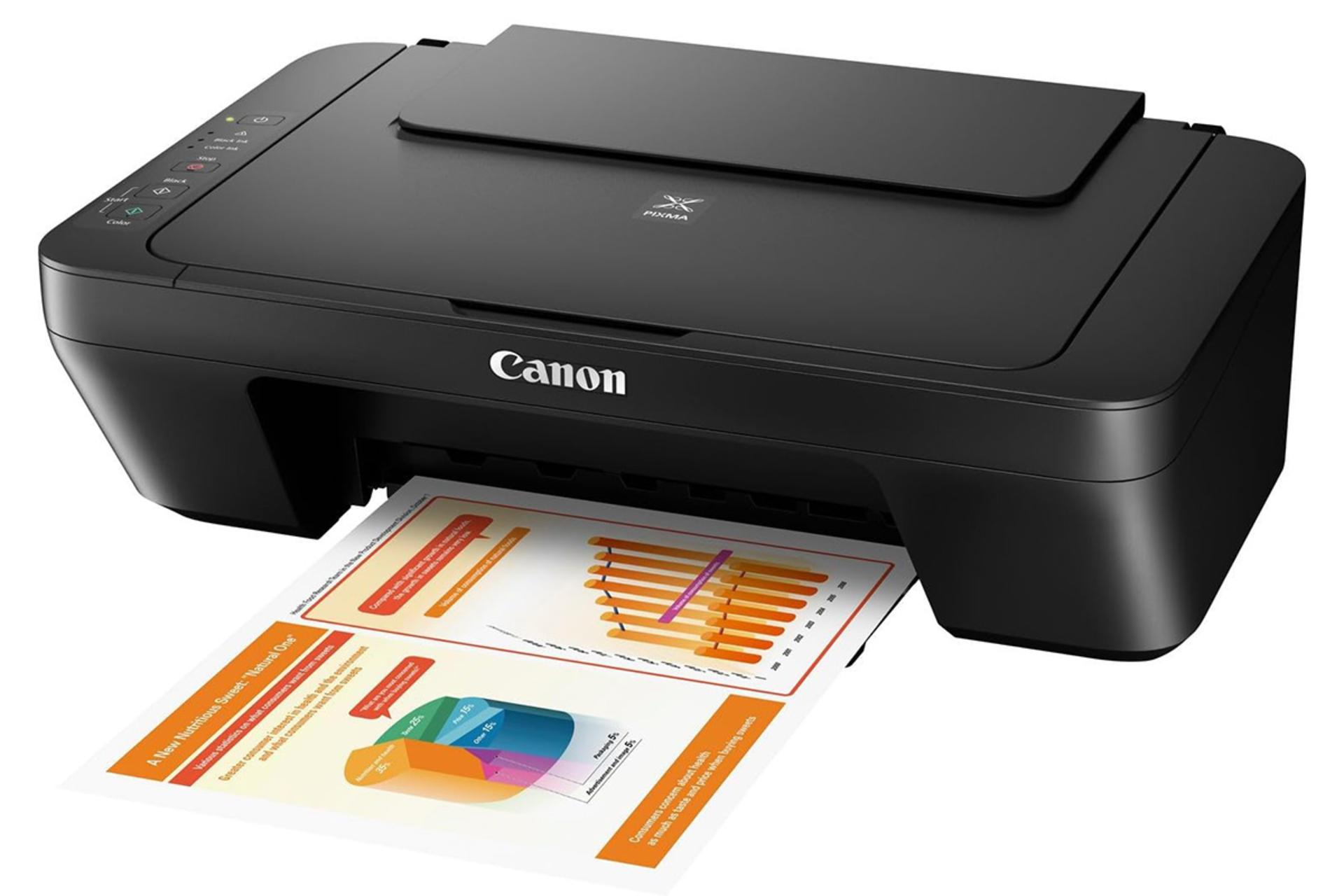 پرینتر کانن Canon PIXMA MG2541S نمای جلو و جانبی در حال پرینت