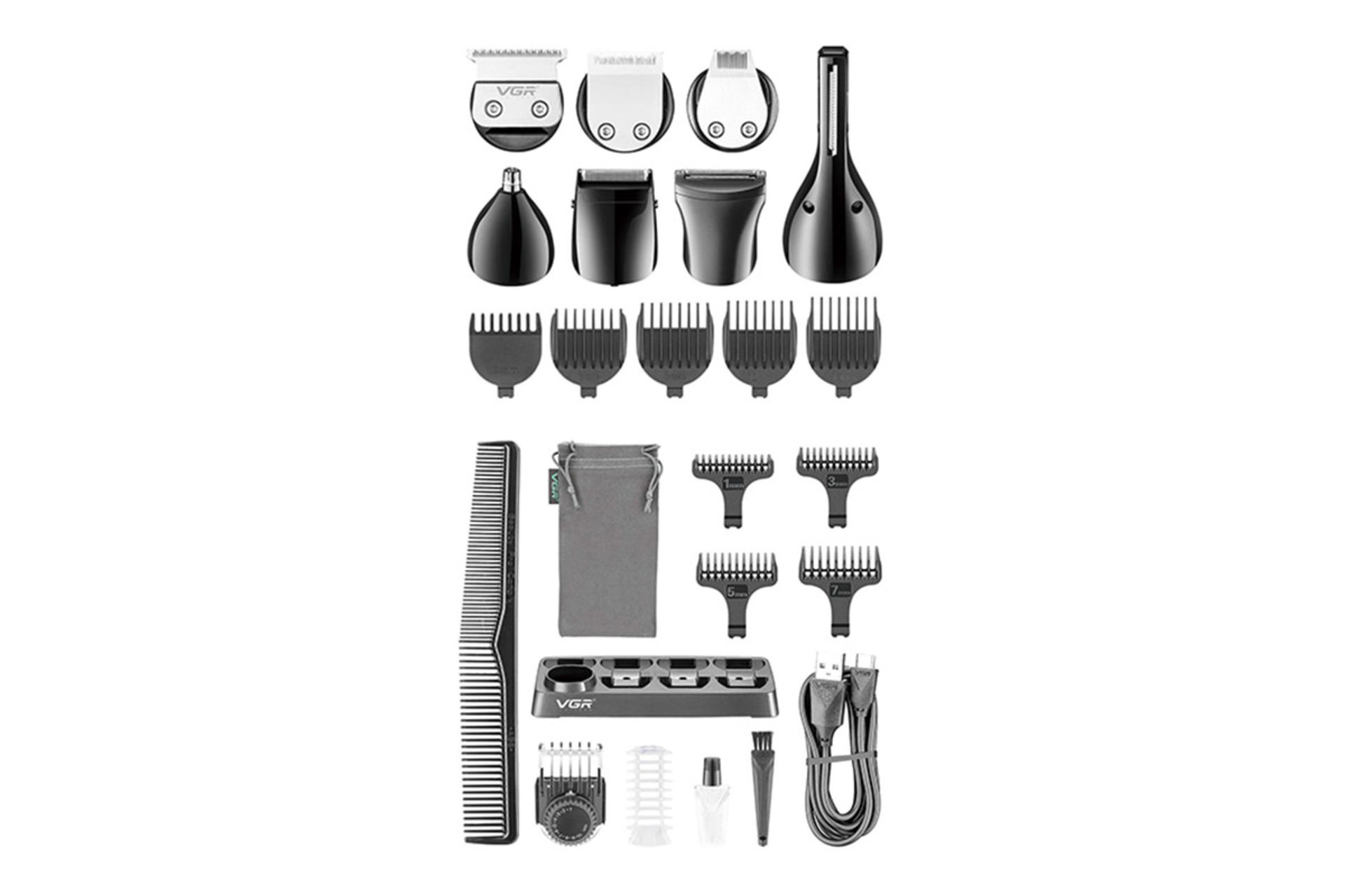 ماشین اصلاح وی جی آر VGR V-110 نمای لوازم همراه