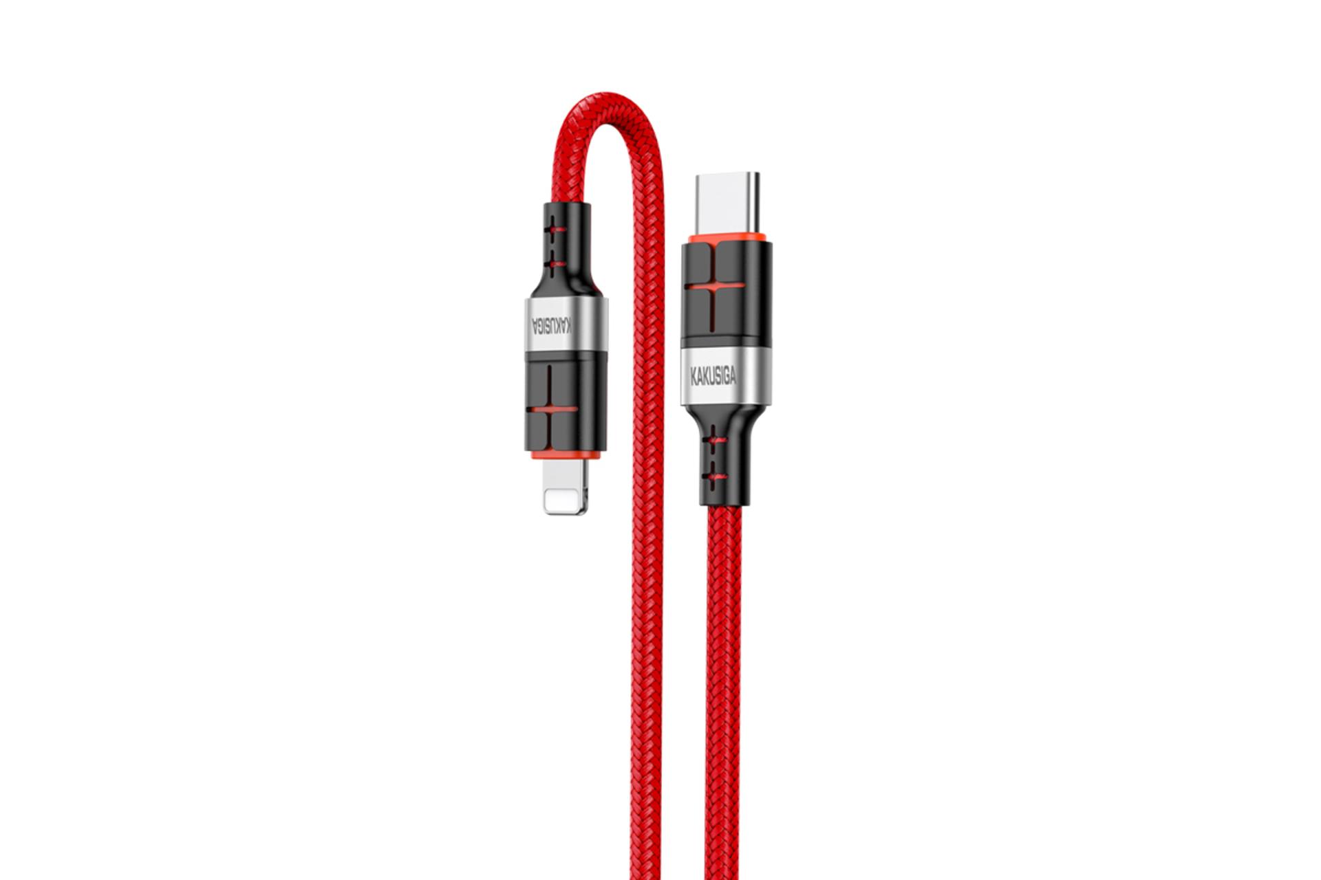 کابل شارژ USB کاکوسیگا Type-C به Lightning مدل KSC-696 با طول 1.2 متر رنگ قرمز
