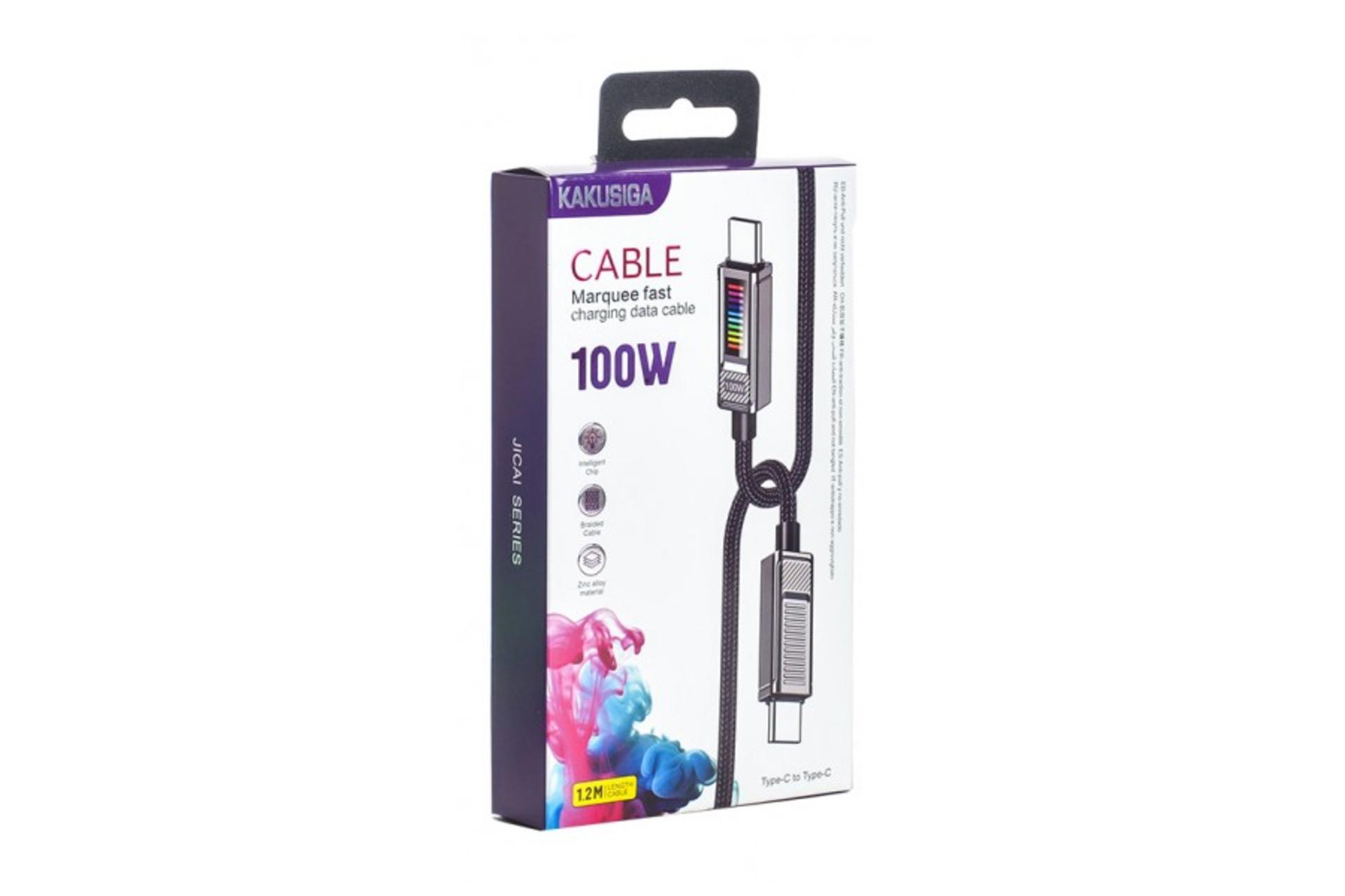 جعبه کابل شارژ USB کاکوسیگا Type-C به Type-C مدل KSC-986 با طول 1.2 متر