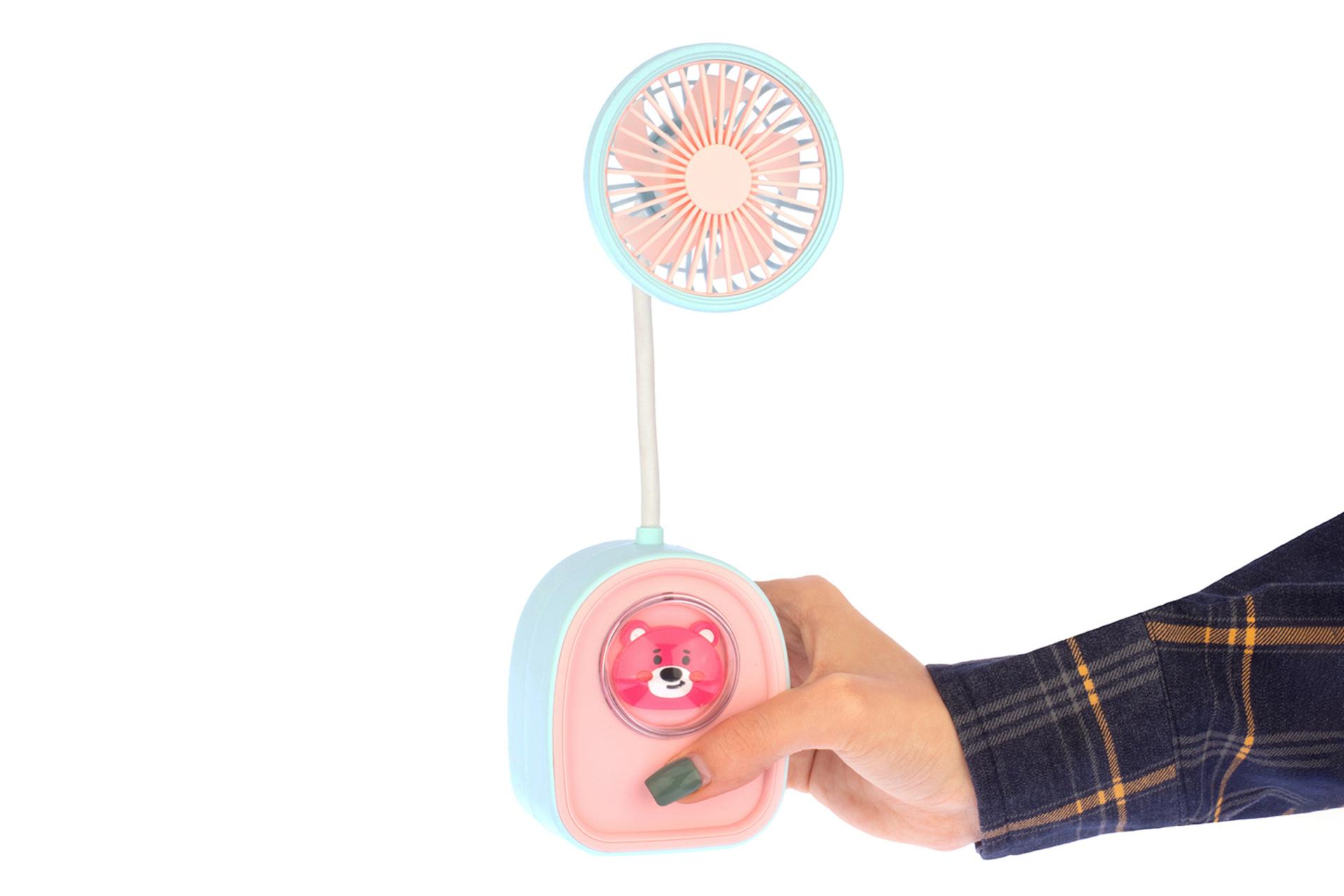 ابعاد پنکه کوچک رومیزی مدل خرسی Mini fan Bear 3 در دست