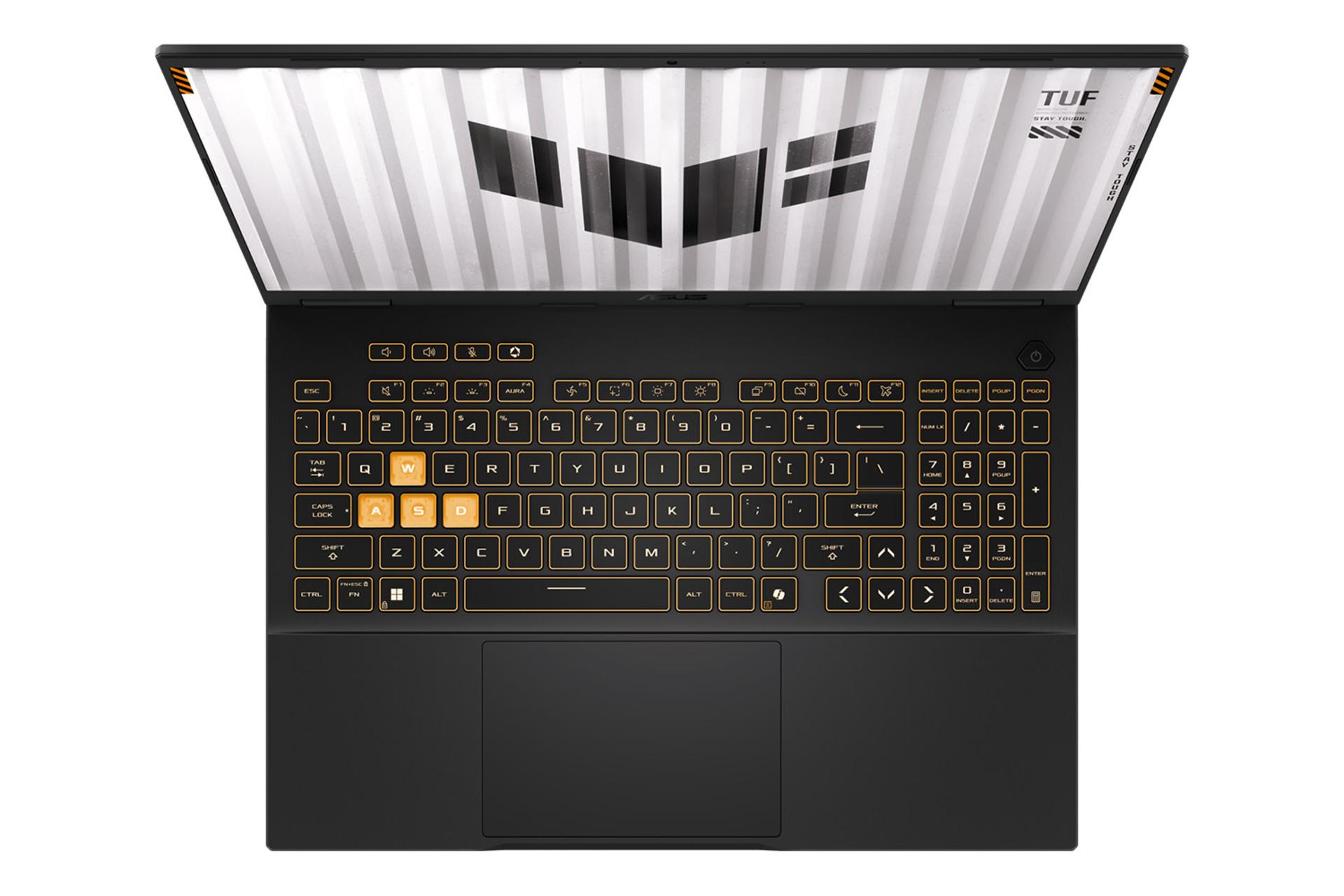 لپ تاپ ایسوس ASUS TUF Gaming F16 2025 FX608 نمای بالا و کیبورد