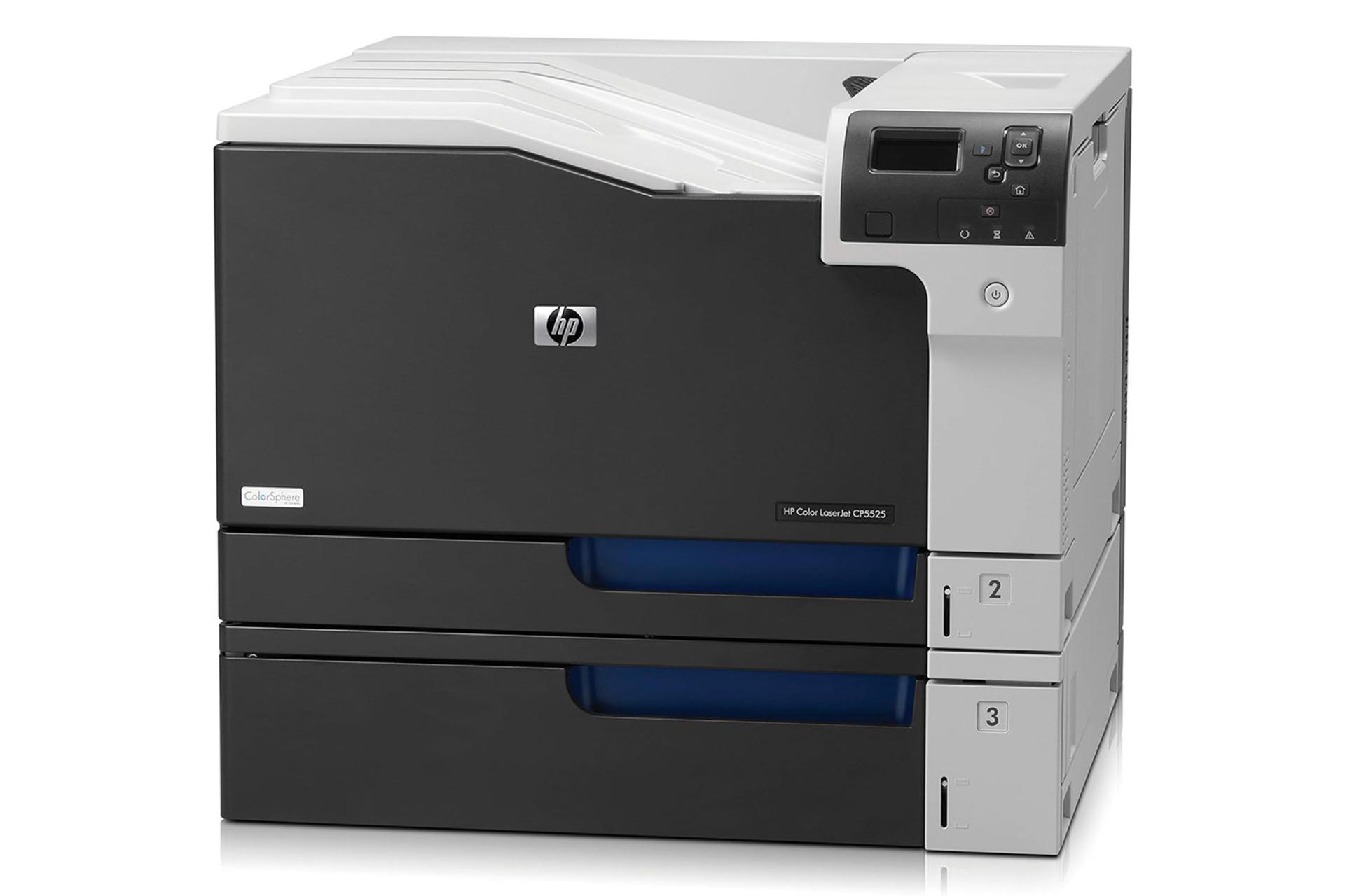 پرینتر اچ پی HP Color LaserJet Professional CP5525n نمای جلو و راست